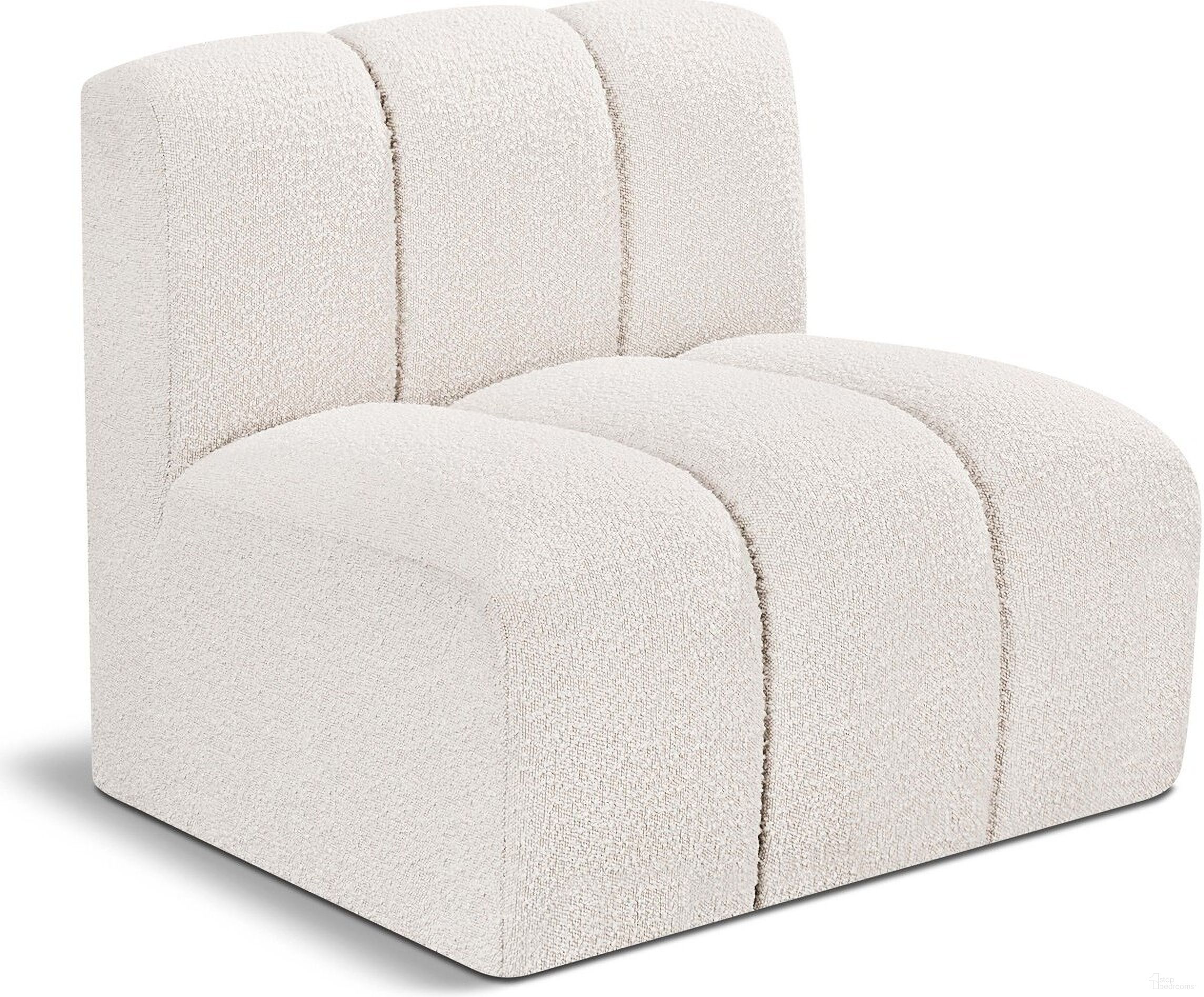 The appearance of Arc Boucle Fabric Straight Chair In Cream designed by Meridian in the modern / contemporary interior design. This cream piece of furniture  was selected by 1StopBedrooms from Arc Collection to add a touch of cosiness and style into your home. Sku: 102Cream-ST. Material: Boucle.
