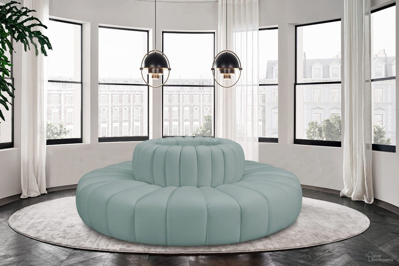 Arc Mint Vegan Leather 8 Piece Modular Sofa In Green