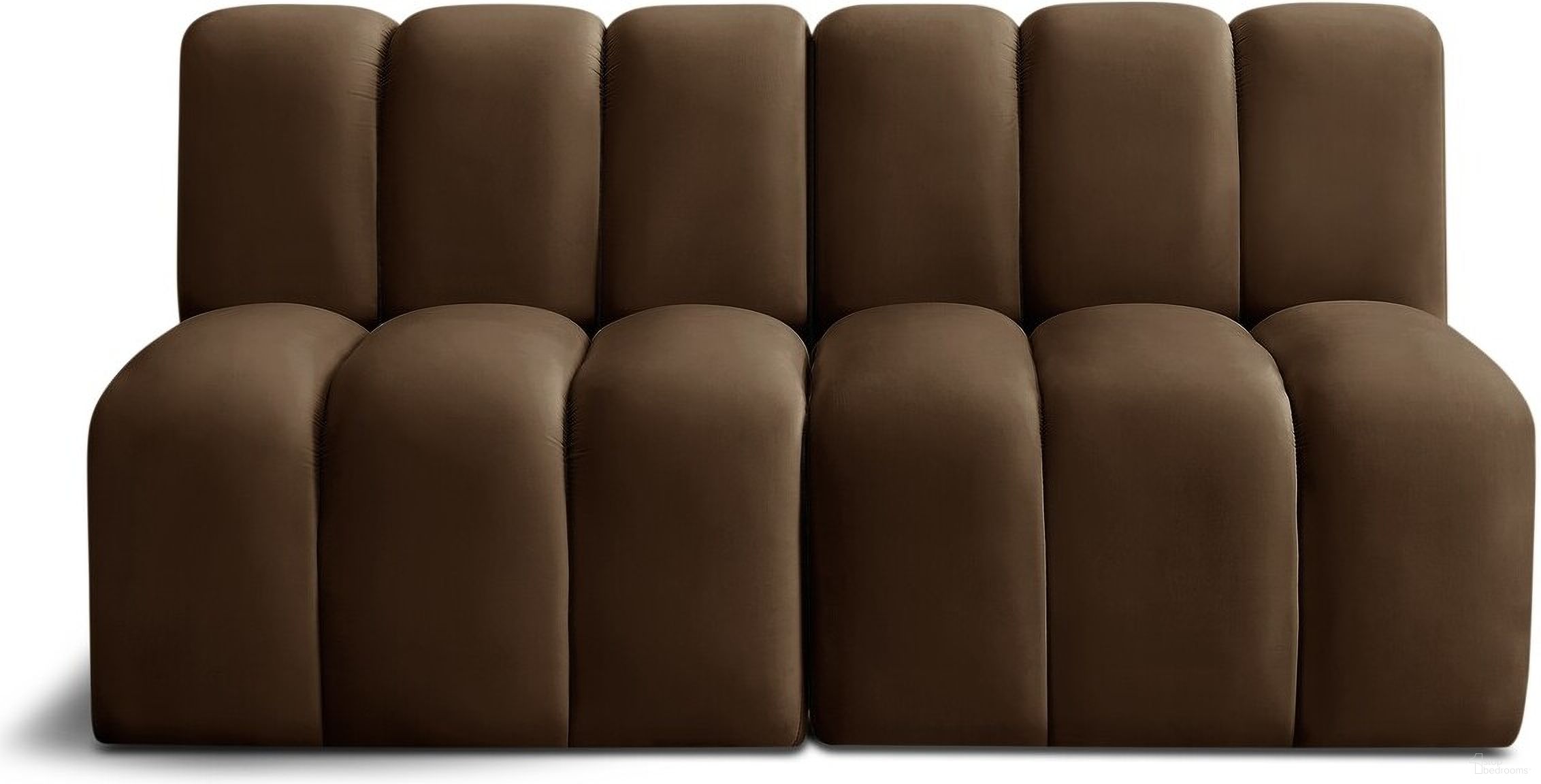 The appearance of Arc 2 Seater Modular Sofa In Brown Velvet designed by Meridian in the modern / contemporary interior design. This brown velvet piece of furniture was selected by 1StopBedrooms from Arc Collection to add a touch of cosiness and style into your home. Sku: 103Brown-ST;103Brown-ST. Material: Plywood.