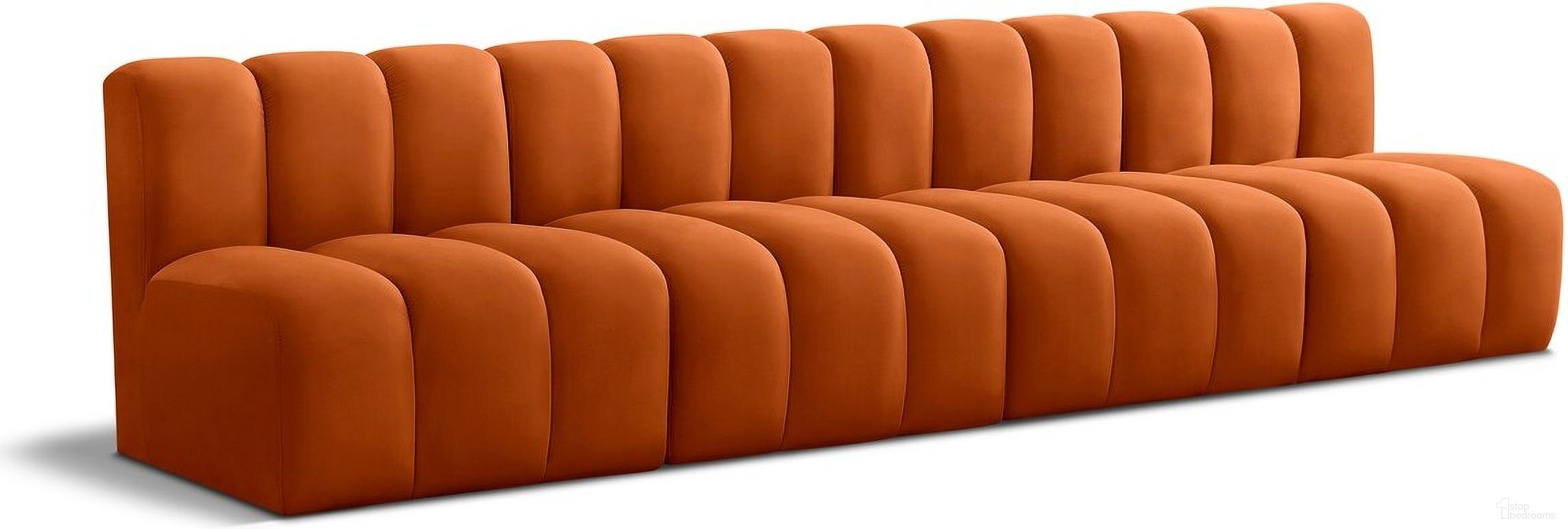 The appearance of Arc 4 Seater Modular Sofa In Cognac Velvet designed by Meridian in the modern / contemporary interior design. This cognac velvet piece of furniture was selected by 1StopBedrooms from Arc Collection to add a touch of cosiness and style into your home. Sku: 103Cognac-ST;103Cognac-ST;103Cognac-ST;103Cognac-ST. Material: Plywood.