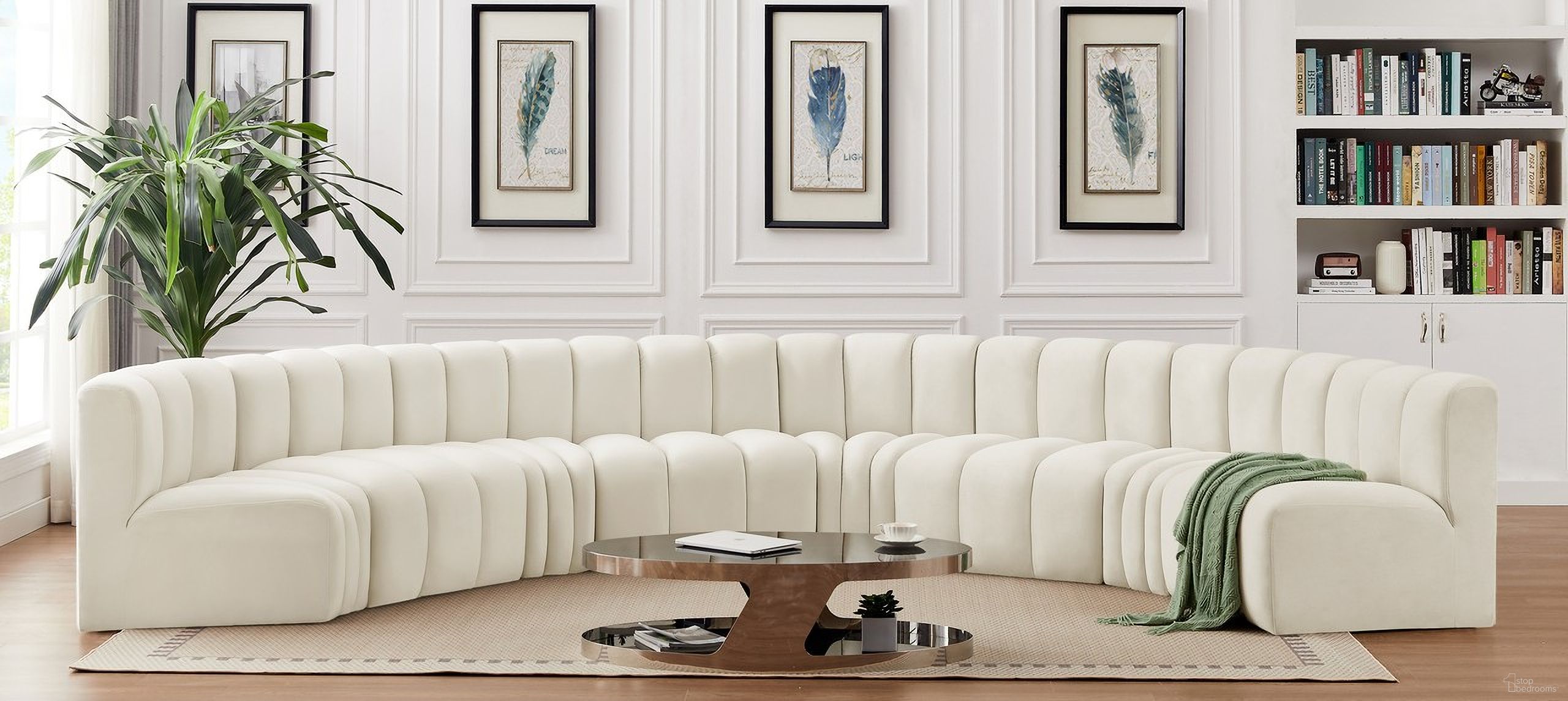 Arc 8 Piece Modular Sofa In Cream Velvet