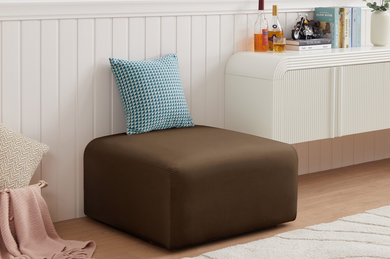 Arc Ottoman In Brown Velvet by Meridian | 1StopBedrooms