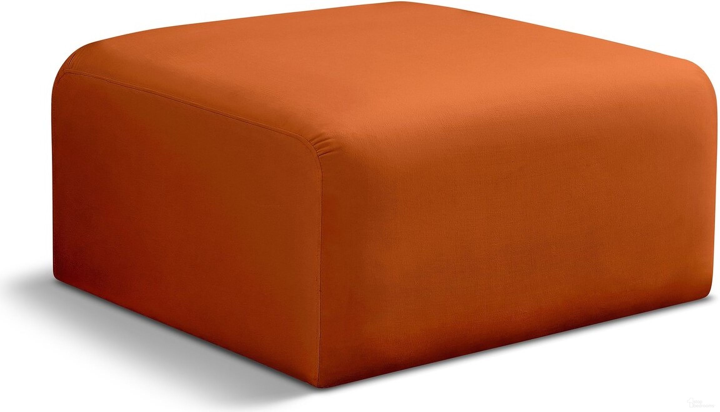 The appearance of Arc Ottoman In Cognac Velvet designed by Meridian in the modern / contemporary interior design. This cognac velvet piece of furniture  was selected by 1StopBedrooms from Arc Collection to add a touch of cosiness and style into your home. Sku: 103Cognac-Ott. Material: Velvet.