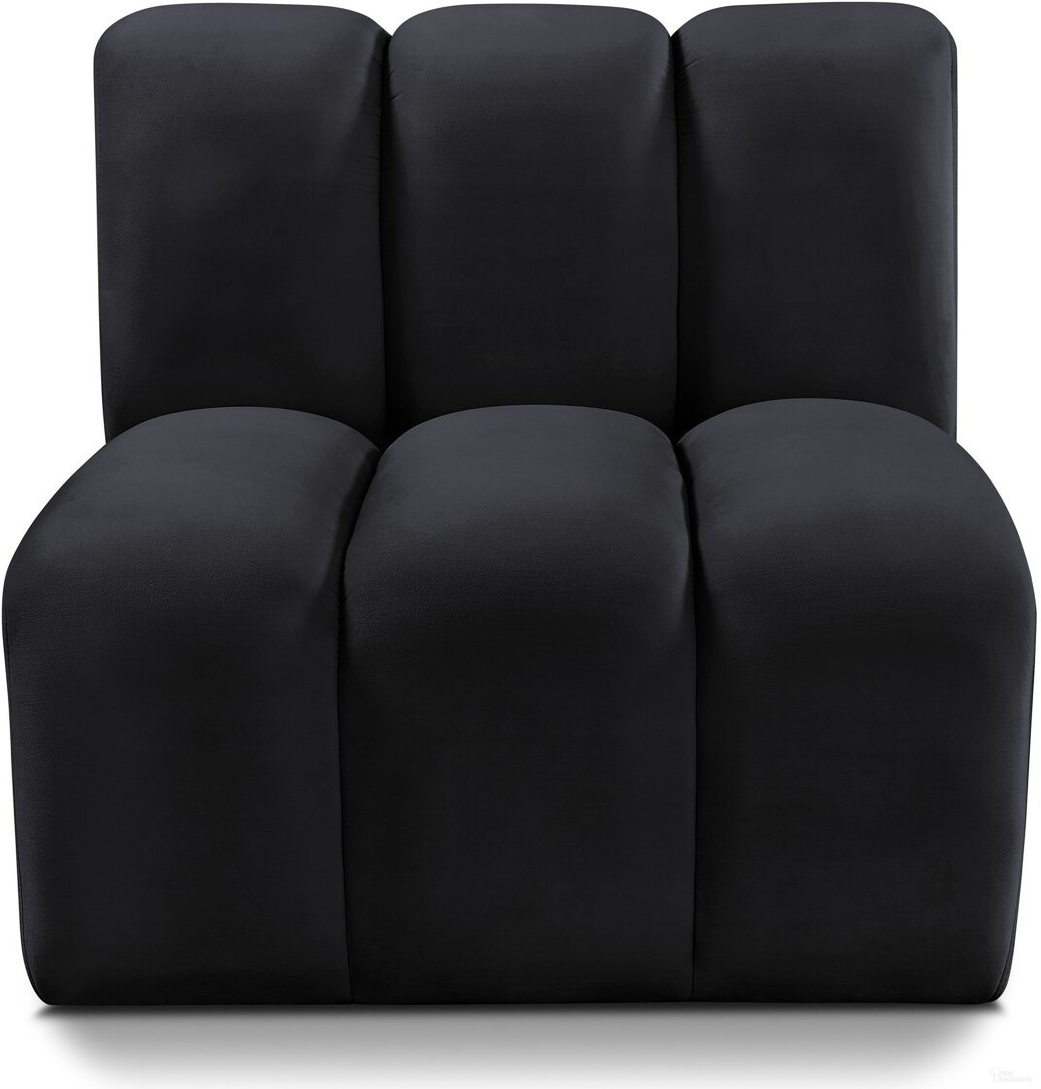 The appearance of Arc Straight Chair In Black Velvet designed by Meridian in the modern / contemporary interior design. This black velvet piece of furniture was selected by 1StopBedrooms from Arc Collection to add a touch of cosiness and style into your home. Sku: 103Black-ST. Material: Velvet.