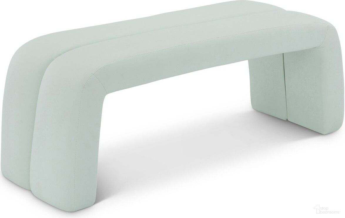 The appearance of Arc Vegan Leather Bench In Mint designed by Meridian in the modern / contemporary interior design. This mint piece of furniture was selected by 1StopBedrooms from Arc Collection to add a touch of cosiness and style into your home. Sku: 116Mint. Material: Wood.