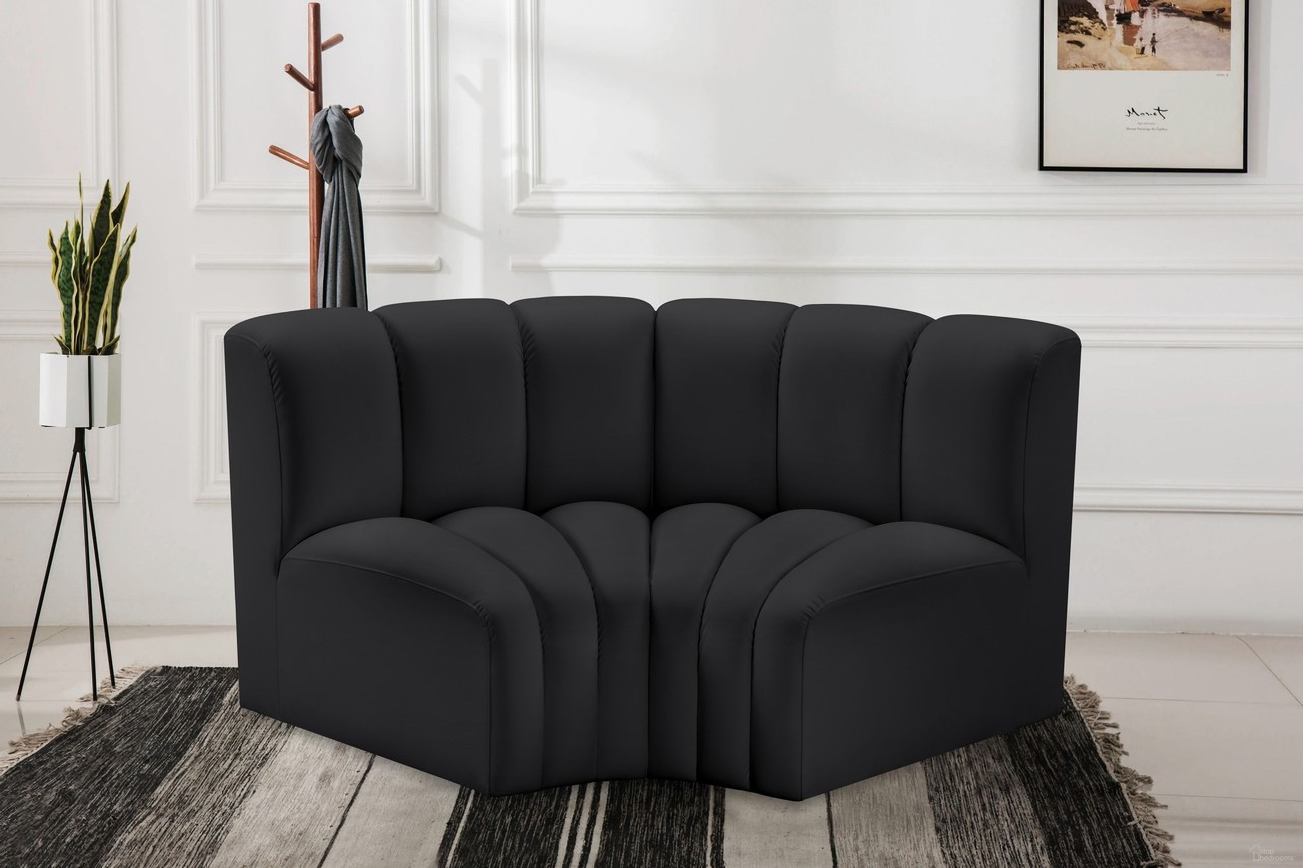 Arc Vegan Leather 2 Piece Modular Sofa In Black
