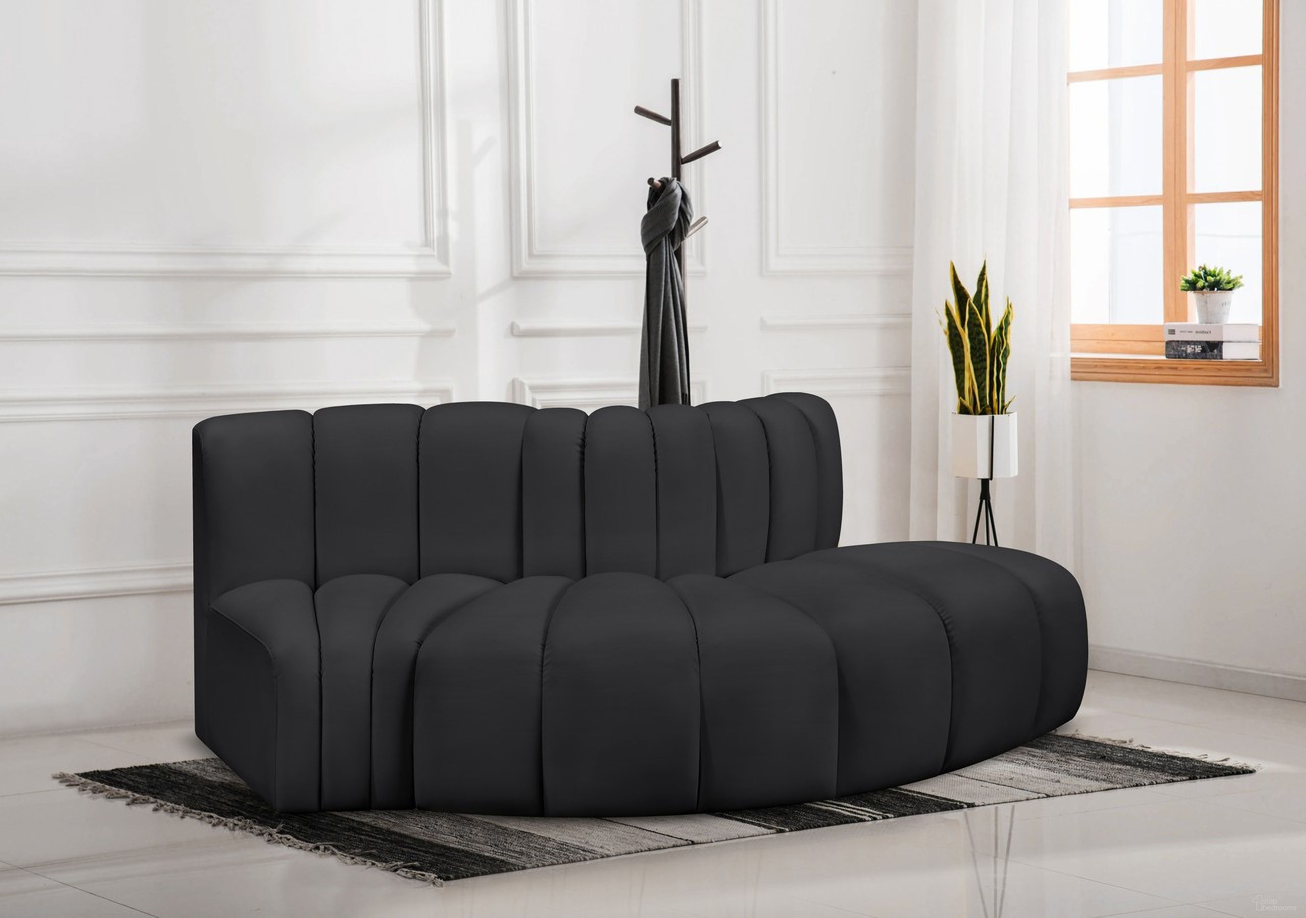 Arc Vegan Leather 3 Piece Modular Sofa In Black
