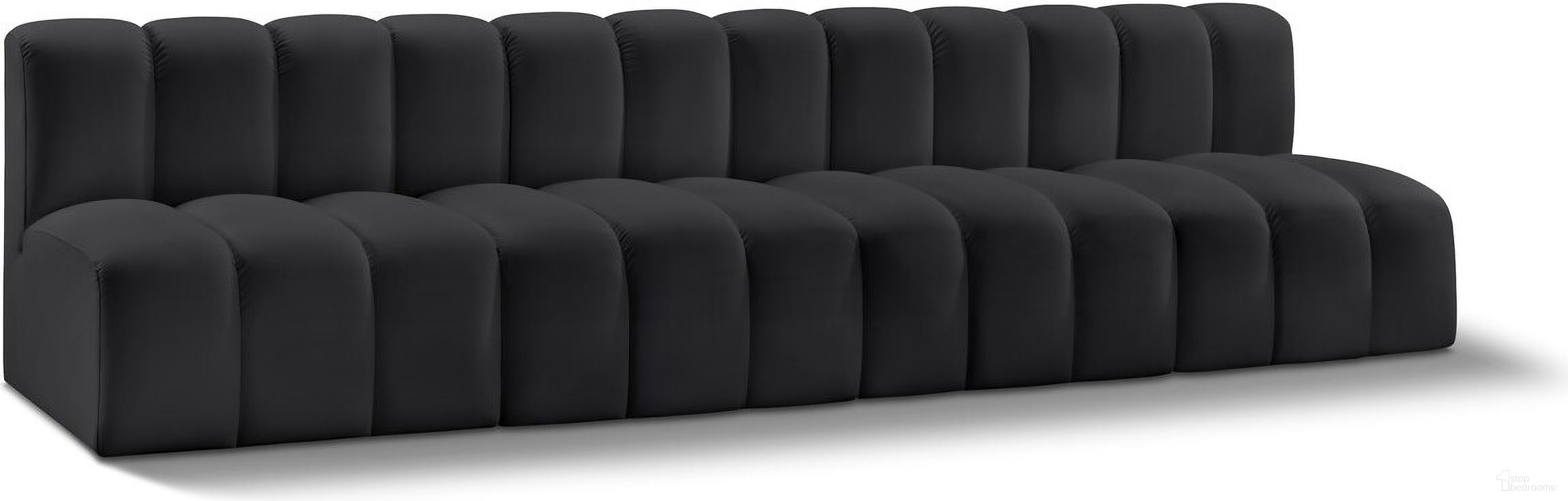 The appearance of Arc Vegan Leather 4 Piece Modular Sofa In Black designed by Meridian in the modern / contemporary interior design. This black piece of furniture was selected by 1StopBedrooms from Arc Collection to add a touch of cosiness and style into your home. Sku: 101Black-ST;101Black-ST;101Black-ST;101Black-ST. Material: Plywood.
