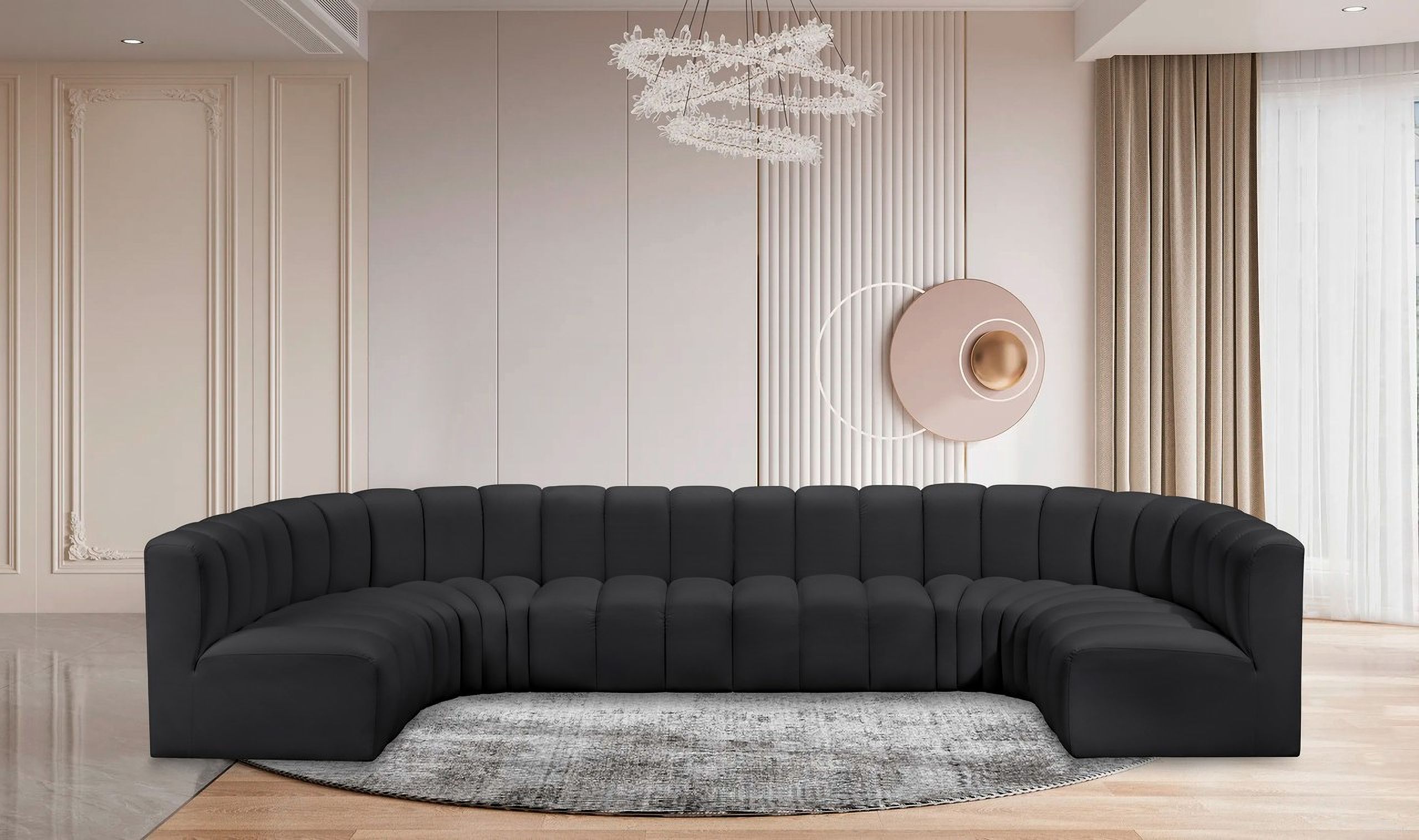 Arc Vegan Leather 8 Piece Modular Sofa In Black