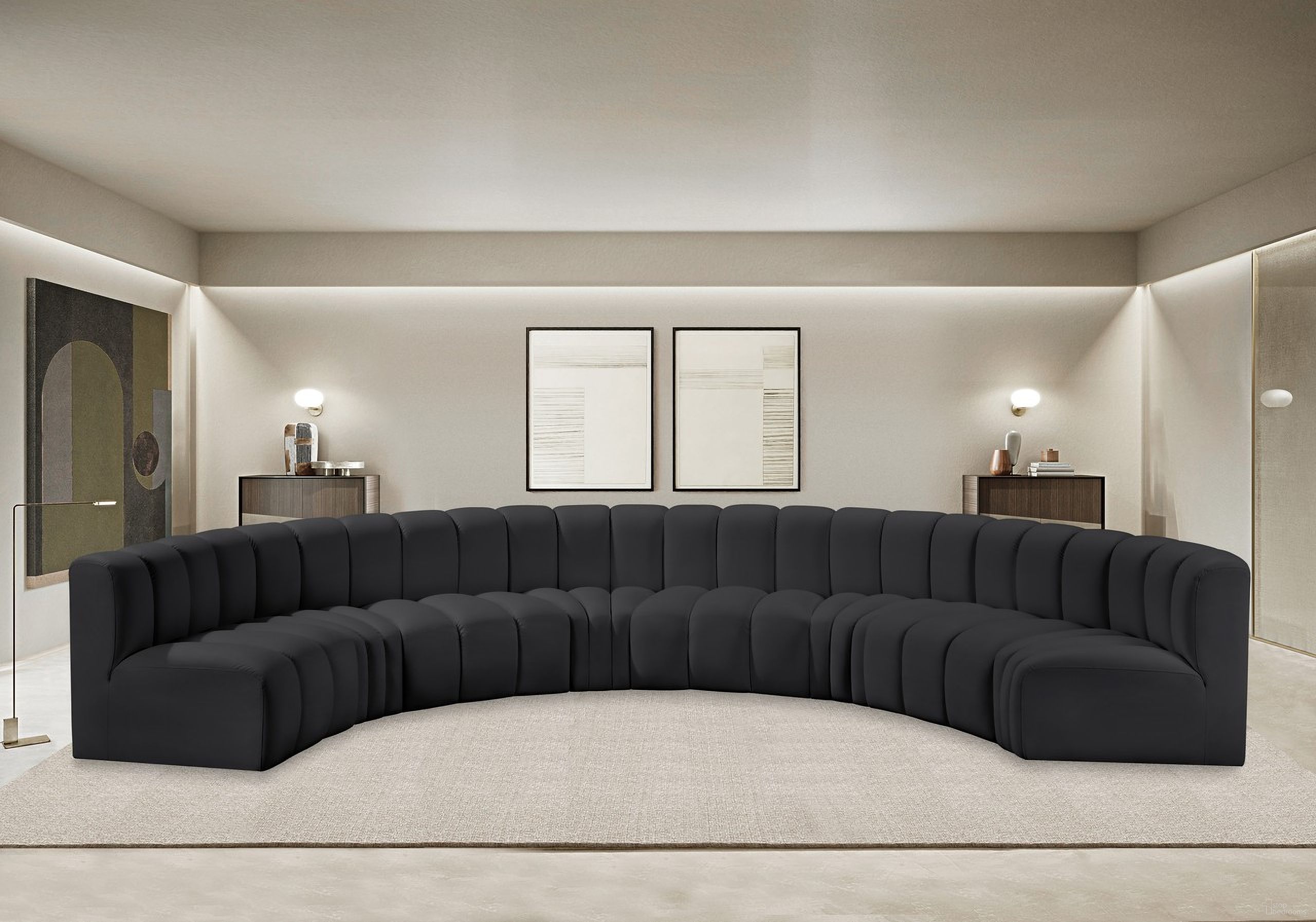 Arc Vegan Leather 8 Piece Modular Sofa In Black
