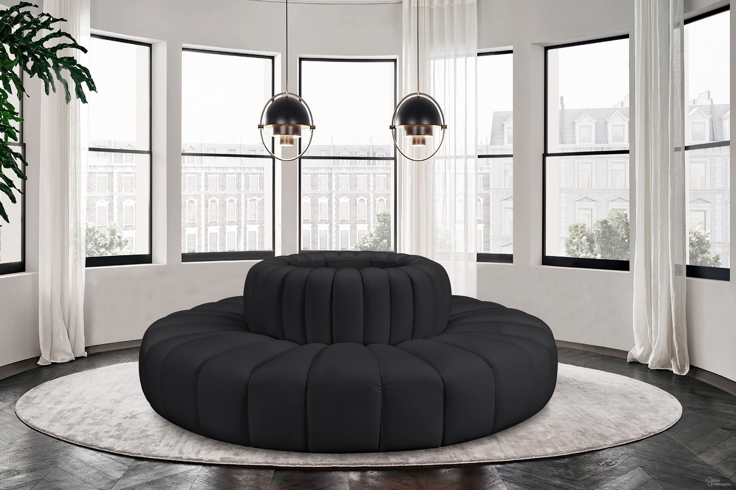 The appearance of Arc Vegan Leather 8 Piece Modular Sofa In Black designed by Meridian in the modern / contemporary interior design. This black piece of furniture  was selected by 1StopBedrooms from Arc Collection to add a touch of cosiness and style into your home. Sku: 101Black-RC;101Black-RC;101Black-RC;101Black-RC;101Black-RC;101Black-RC;101Black-RC;101Black-RC. Material: Leather. Layout: Modular.