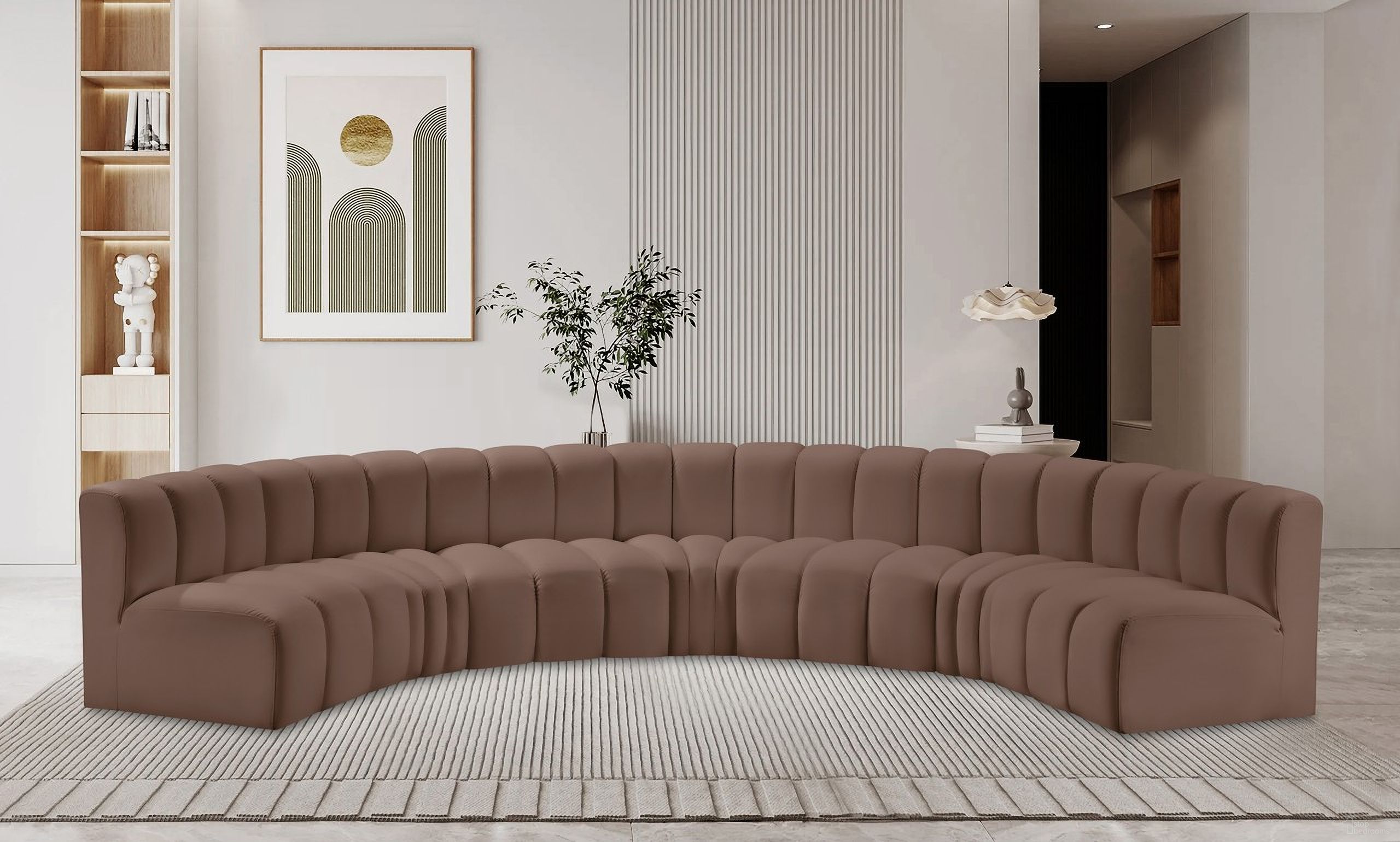 The appearance of Arc Vegan Leather 7 Piece Modular Sofa In Brown designed by Meridian in the modern / contemporary interior design. This brown piece of furniture  was selected by 1StopBedrooms from Arc Collection to add a touch of cosiness and style into your home. Sku: 101Brown-ST;101Brown-ST;101Brown-ST;101Brown-ST;101Brown-CC;101Brown-CC;101Brown-CC. Material: Leather. Layout: Modular.