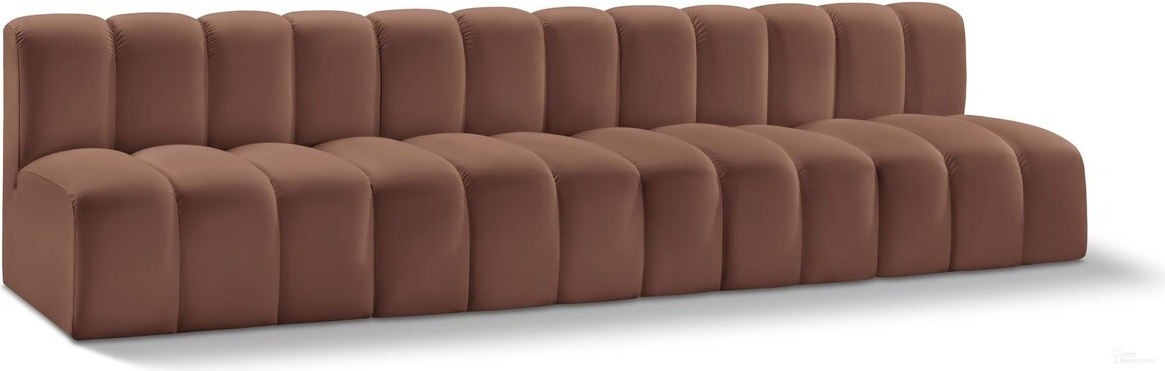 The appearance of Arc Vegan Leather 4 Seater Modular Sofa In Cognac designed by Meridian in the modern / contemporary interior design. This cognac piece of furniture was selected by 1StopBedrooms from Arc Collection to add a touch of cosiness and style into your home. Sku: 101Cognac-ST;101Cognac-ST;101Cognac-ST;101Cognac-ST. Material: Leather.