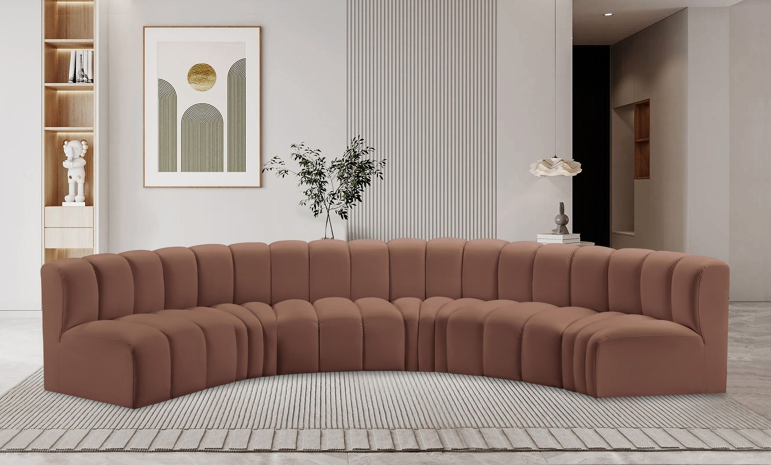 Arc Vegan Leather 6 Piece Modular Sofa In Cognac