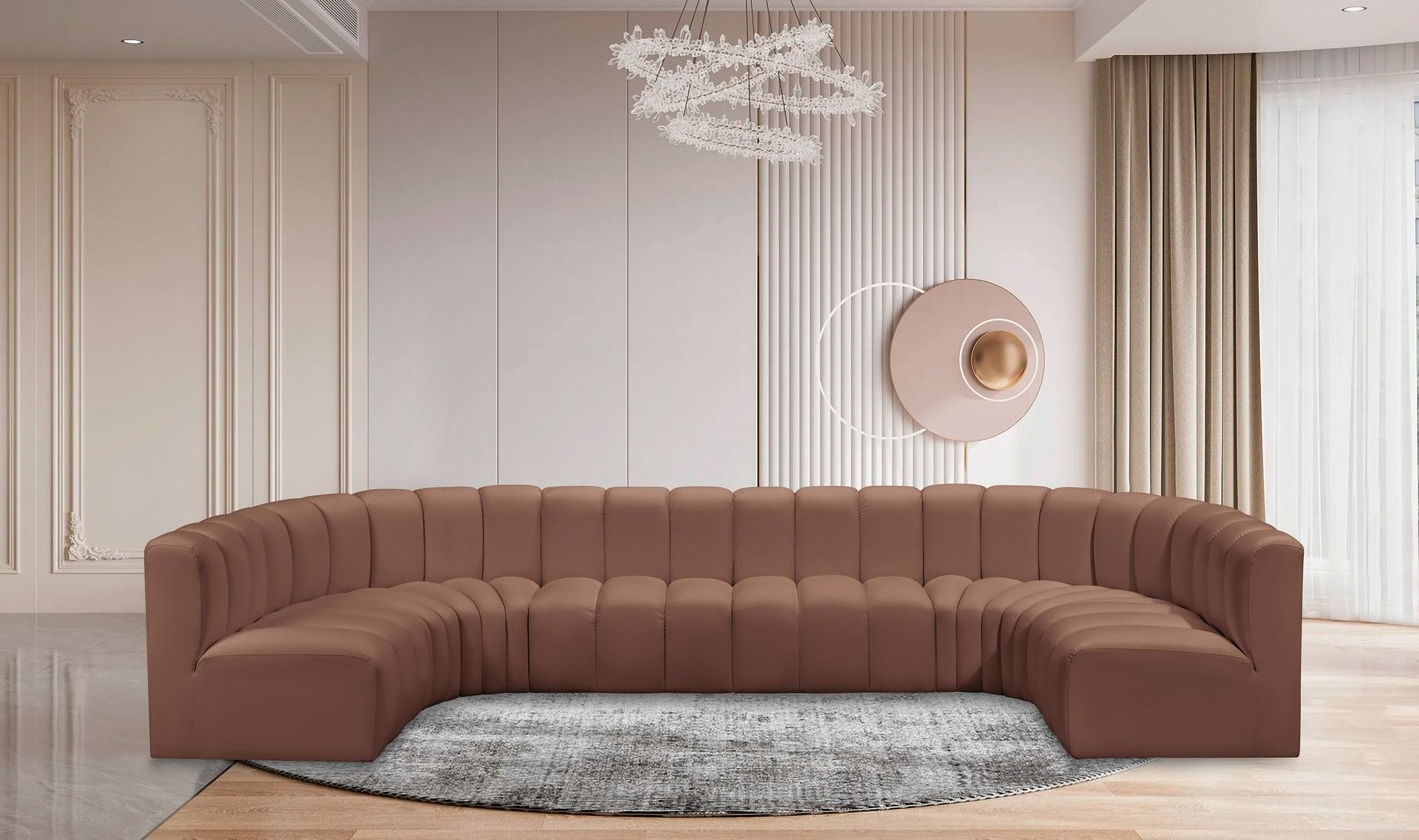 Arc Vegan Leather 8 Piece Modular Sofa In Cognac