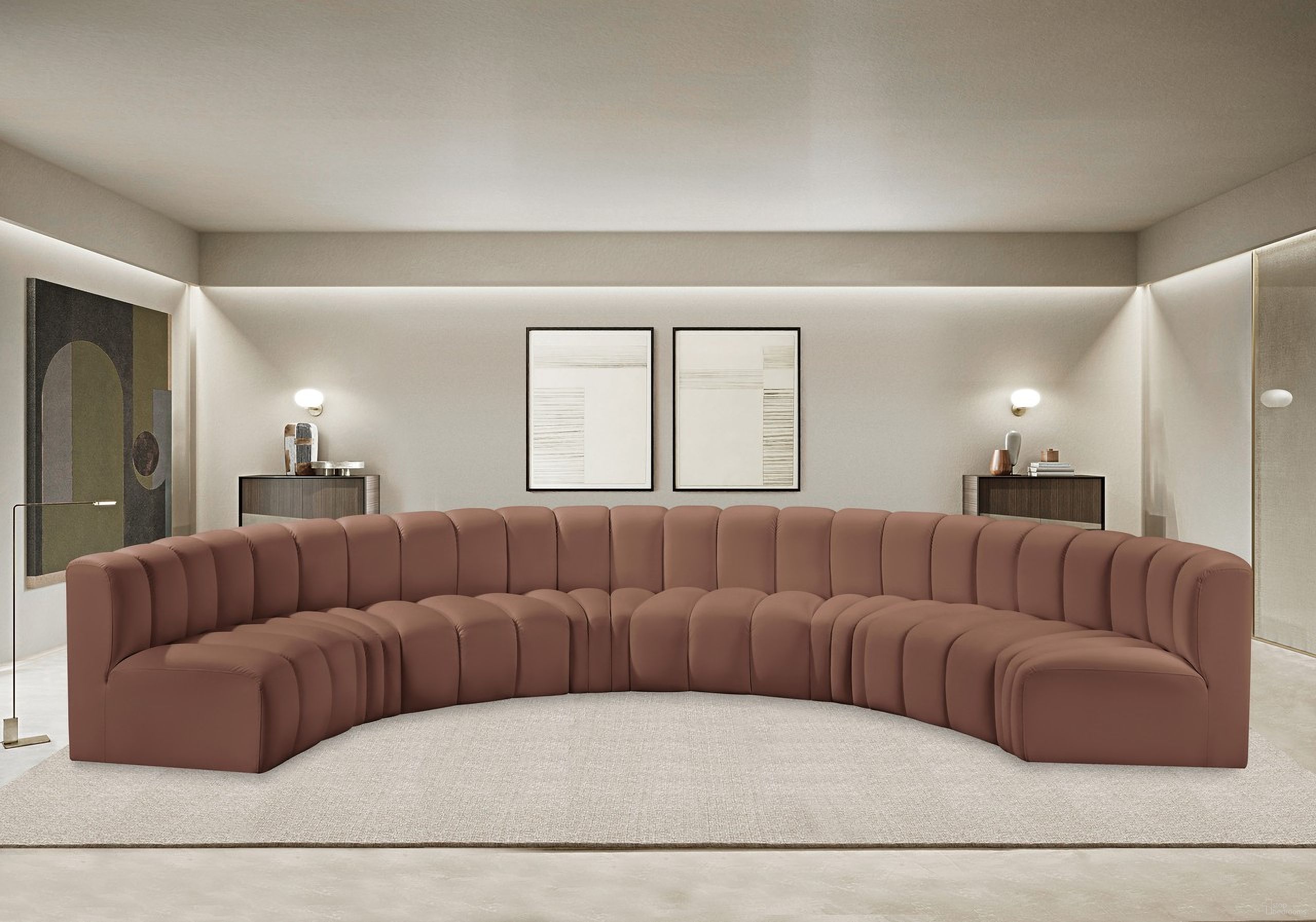 Arc Vegan Leather 8 Piece Modular Sofa In Cognac