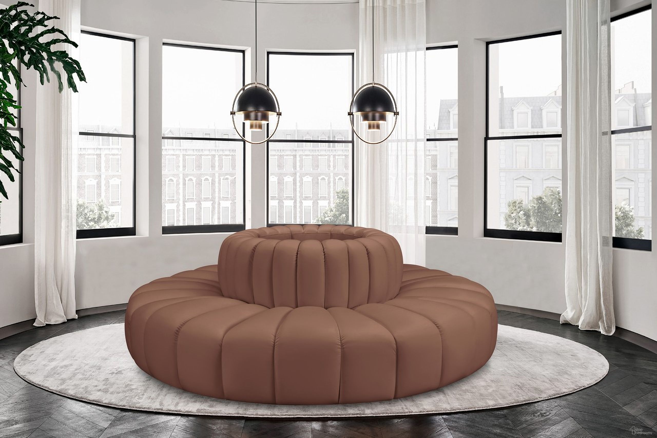 Arc Vegan Leather 8 Piece Modular Sofa In Cognac