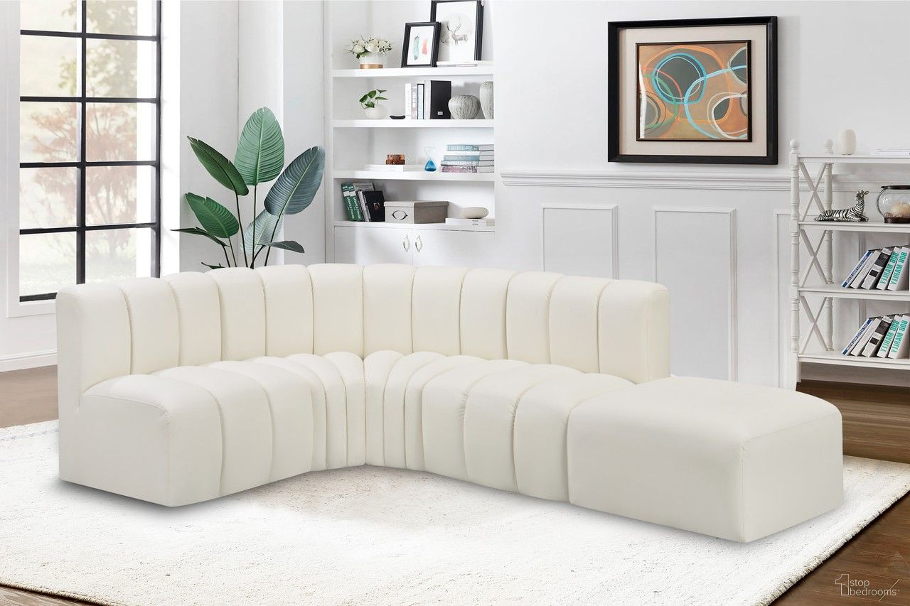 Arc Vegan Leather 5 Piece Modular Sofa In Cream