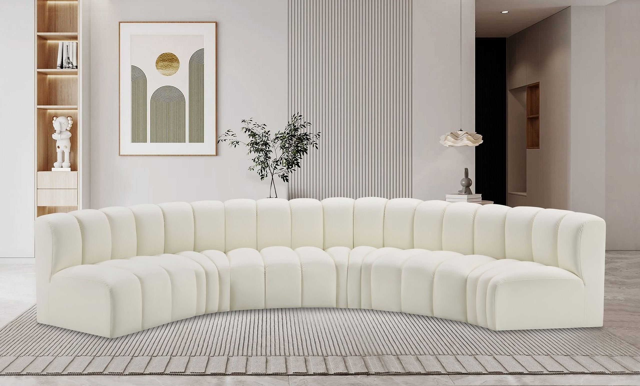 The appearance of Arc Vegan Leather 6 Piece Modular Sofa In Cream designed by Meridian in the modern / contemporary interior design. This cream piece of furniture was selected by 1StopBedrooms from Arc Collection to add a touch of cosiness and style into your home. Sku: 101Cream-ST;101Cream-ST;101Cream-ST;101Cream-CC;101Cream-CC;101Cream-CC. Material: Leather. Layout: Modular.