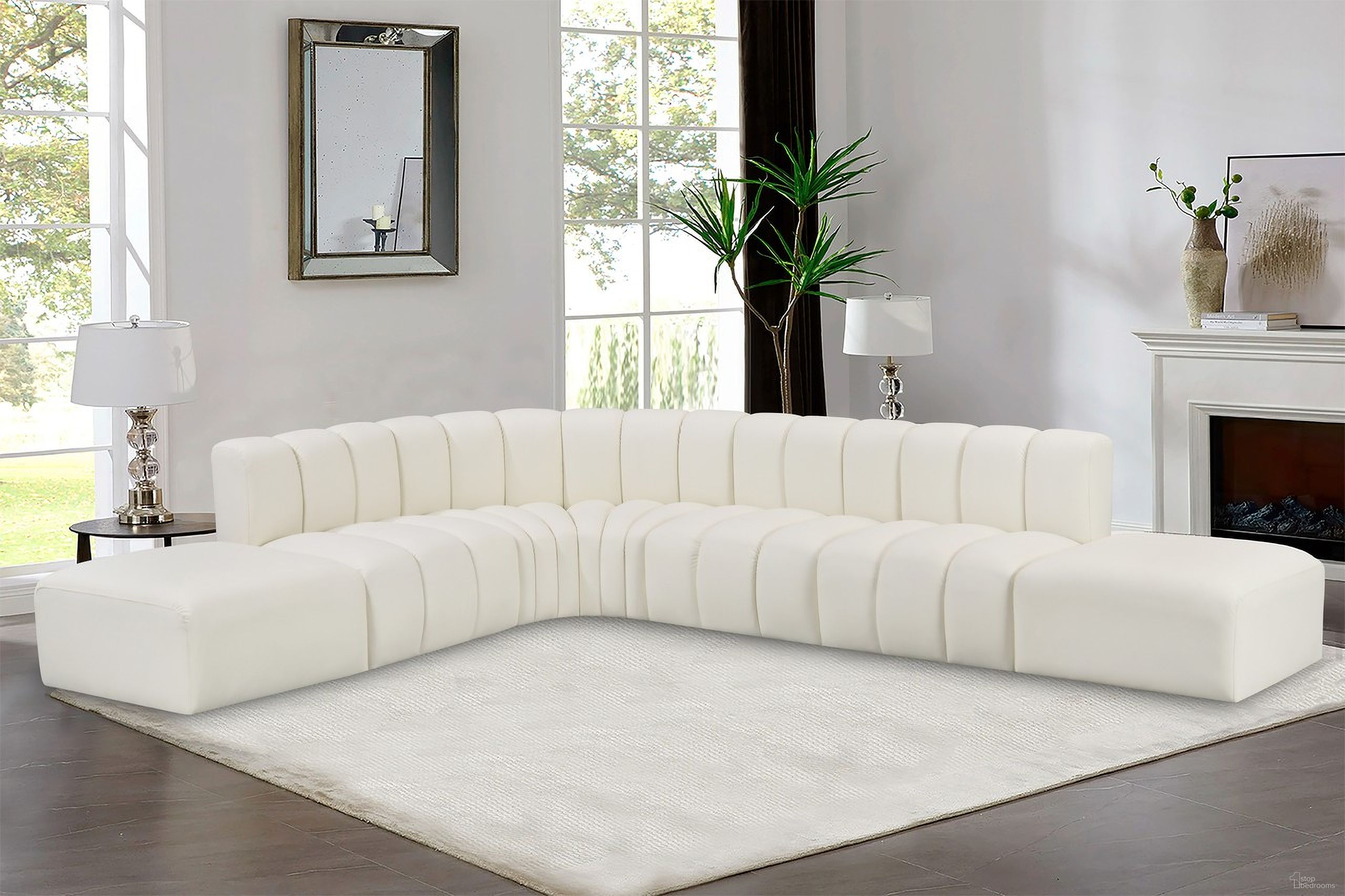 The appearance of Arc Vegan Leather 7 Piece Modular Sofa In Cream designed by Meridian in the modern / contemporary interior design. This cream piece of furniture was selected by 1StopBedrooms from Arc Collection to add a touch of cosiness and style into your home. Sku: 101Cream-ST;101Cream-ST;101Cream-ST;101Cream-CC;101Cream-CC;101Cream-Ott;101Cream-Ott. Material: Leather. Layout: Modular.