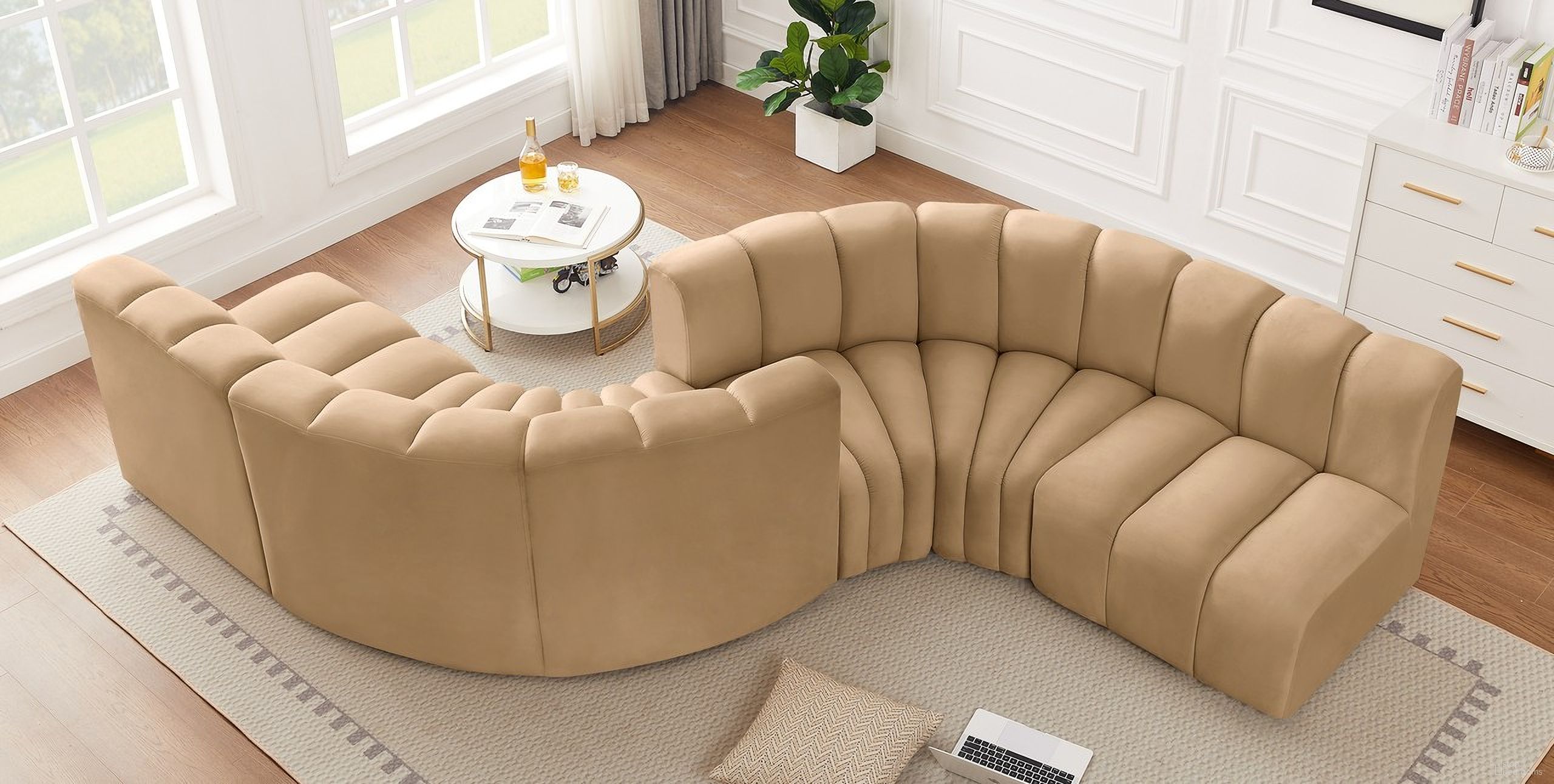 The appearance of Arc Velvet 6 Piece Modular Sofa In Camel designed by Meridian in the modern / contemporary interior design. This camel piece of furniture was selected by 1StopBedrooms from Arc Collection to add a touch of cosiness and style into your home. Sku: 103Camel-ST;103Camel-ST;103Camel-CC;103Camel-CC;103Camel-CC;103Camel-CC. Material: Velvet. Layout: Modular.
