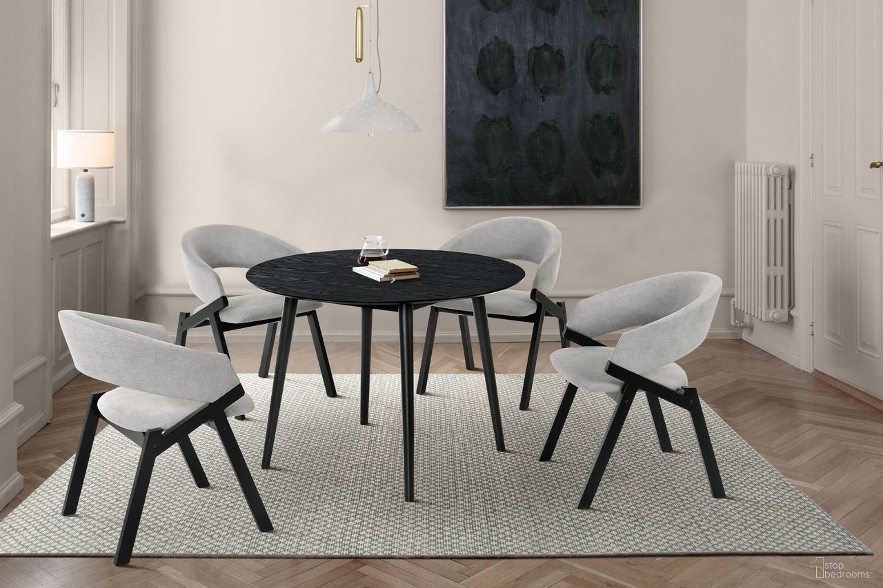 The appearance of Arcadia and Talulah 42 Inch Round Gray and Black Wood 5-Piece Dining Set designed by Armen Living in the transitional interior design. This black piece of furniture was selected by 1StopBedrooms from Arcadia and Talulah Collection to add a touch of cosiness and style into your home. Sku: LCARDIBL42;LCTASIGRBL;LCTASIGRBL. Material: Rubberwood.