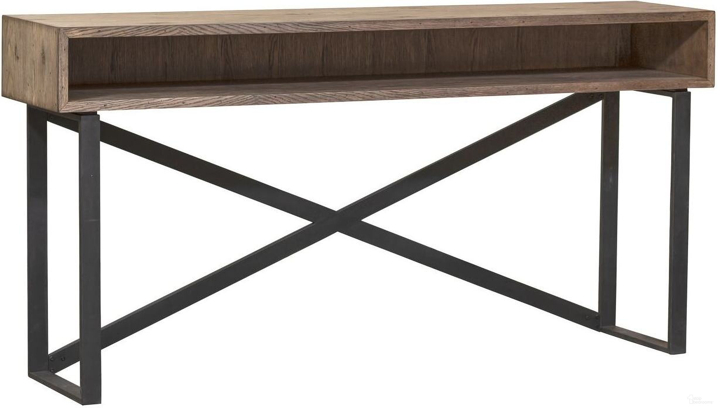 The appearance of Arcadian Open Storage Console Table In Burnished Oak designed by Fairfield Chair in the country / farmhouse interior design. This burnished oak piece of furniture  was selected by 1StopBedrooms from Arcadian Collection to add a touch of cosiness and style into your home. Sku: 8063-HT. Material: Oak.