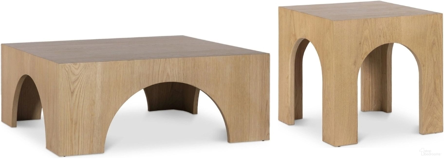 The appearance of Arch Occasional Table Set In Oak designed by Meridian in the modern / contemporary interior design. This oak piece of furniture was selected by 1StopBedrooms from Arch Collection to add a touch of cosiness and style into your home. Sku: 273Oak-C;273Oak-E. Material: Plywood.