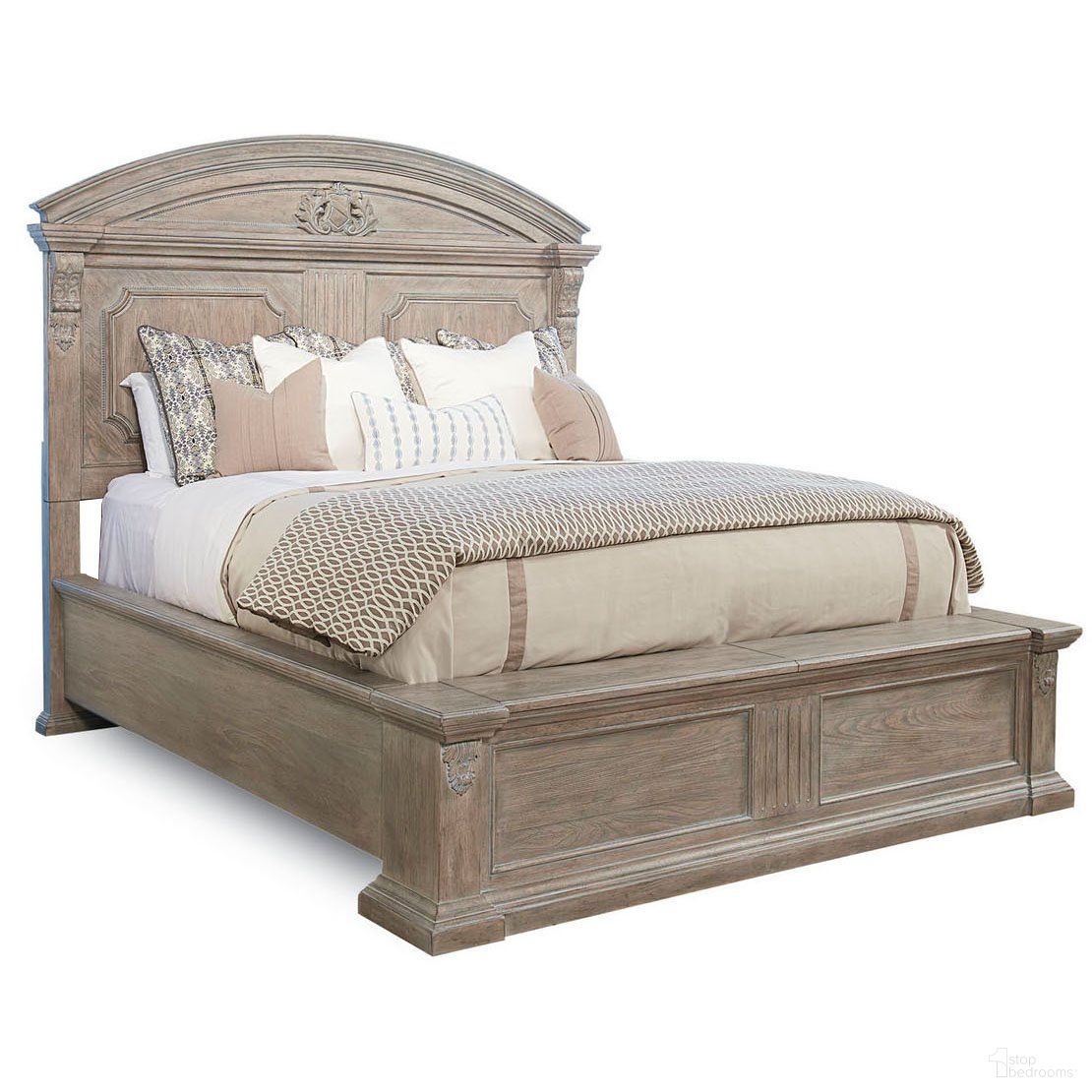 The appearance of Arch Salvage Parchment King Chambers Panel Bed designed by A.R.T. in the modern / contemporary interior design. This parchment piece of furniture was selected by 1StopBedrooms from Arch Salvage Collection to add a touch of cosiness and style into your home. Sku: 233156-2802HB;233156-2802FB;233155-2802RS. Bed Type: Panel Bed. Material: Wood. Bed Size: King.