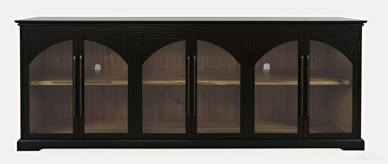 The appearance of Archdale 96 Inch Gothic Arch Sideboard Storage Cabinet with Glass Doors In Black designed by Jofran in the modern / contemporary interior design. This black piece of furniture  was selected by 1StopBedrooms from Archdale Collection to add a touch of cosiness and style into your home. Sku: 2295-96. Material: Acacia.