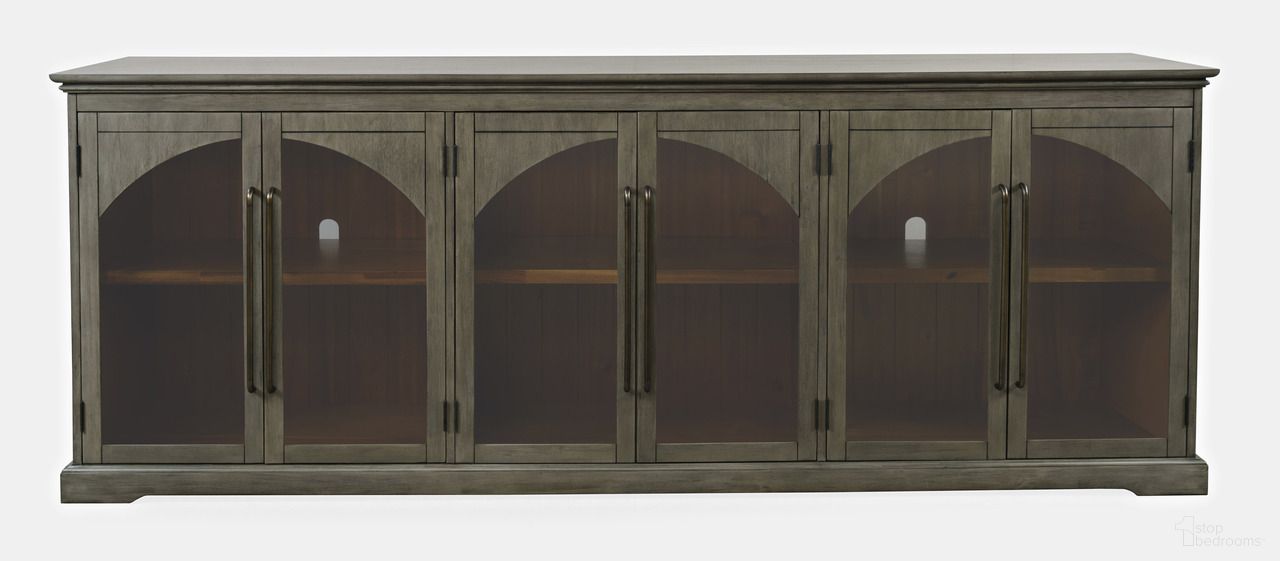 The appearance of Archdale 96 Inch Gothic Arch Sideboard Storage Cabinet with Glass Doors In Grey designed by Jofran in the modern / contemporary interior design. This grey piece of furniture  was selected by 1StopBedrooms from Archdale Collection to add a touch of cosiness and style into your home. Sku: 2294-96. Material: Acacia.