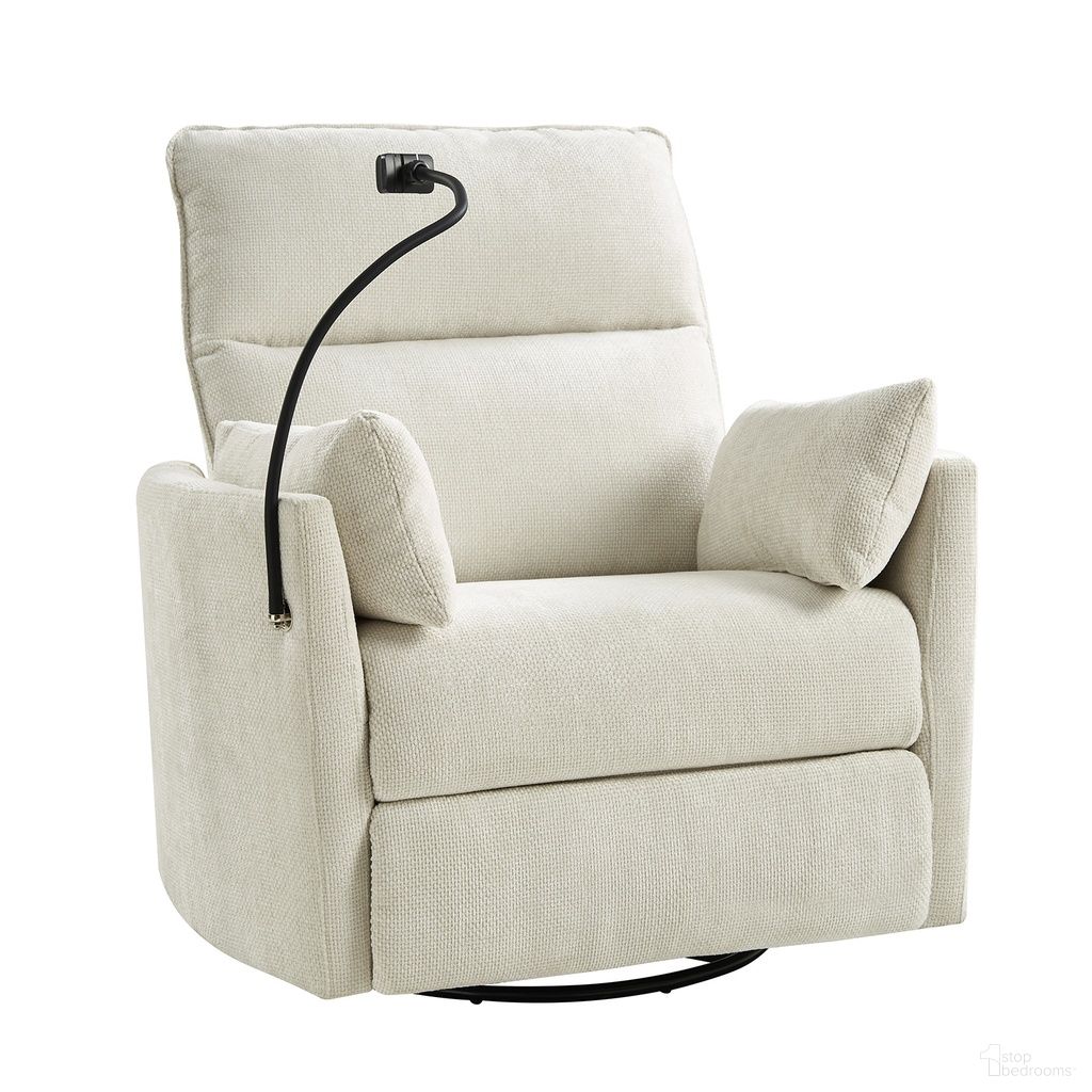 The appearance of Archibald Power Rocking Swivel Nursery Recliner In Ivory designed by Karat Home in the modern / contemporary interior design. This ivory piece of furniture was selected by 1StopBedrooms from Archibald Collection to add a touch of cosiness and style into your home. Sku: RCLD1034-IVY. Material: Chenille.