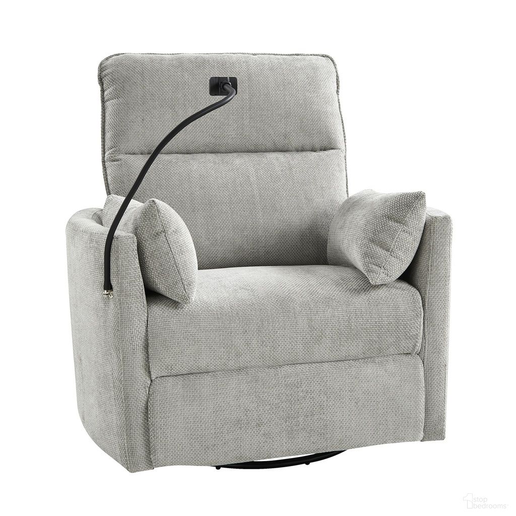 The appearance of Archibald Power Rocking Swivel Nursery Recliner In Light Grey designed by Karat Home in the modern / contemporary interior design. This light grey piece of furniture was selected by 1StopBedrooms from Archibald Collection to add a touch of cosiness and style into your home. Sku: RCLD1034-LGY. Material: Chenille.