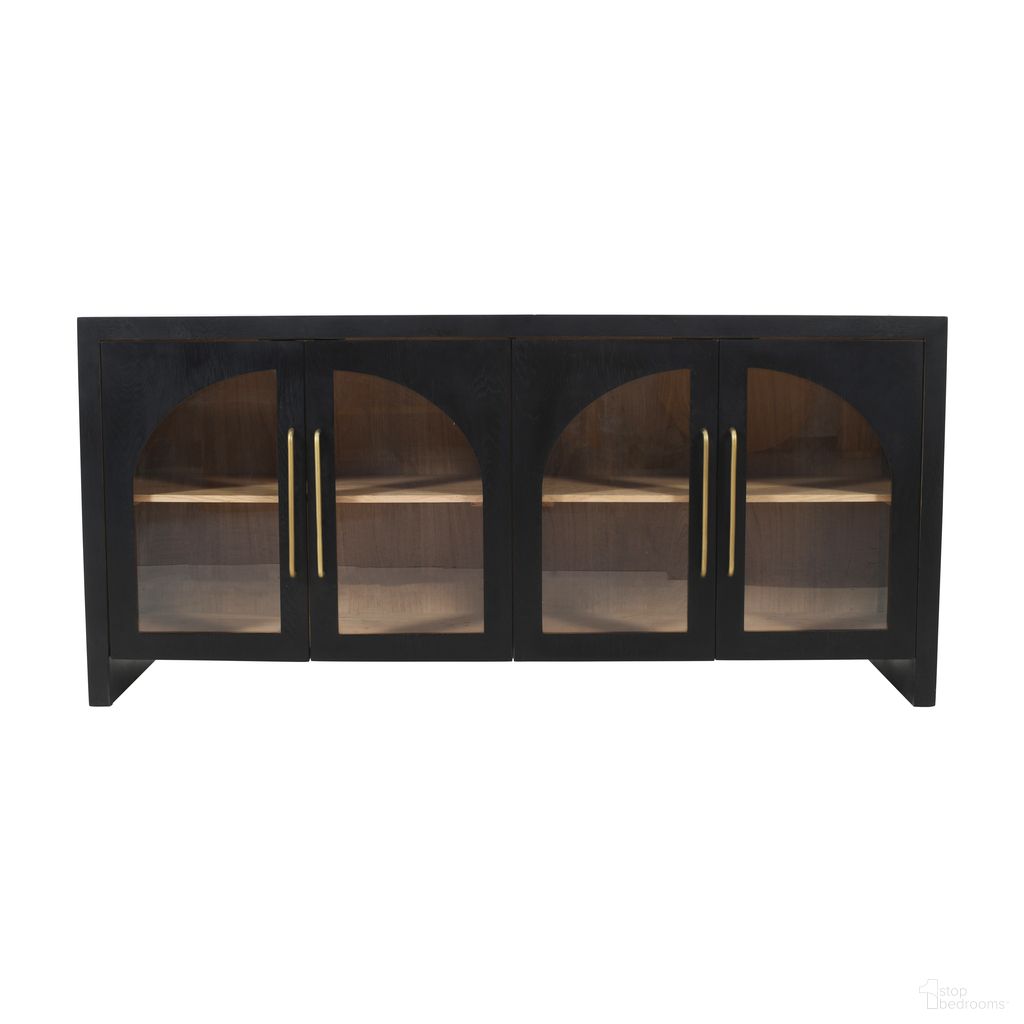 The appearance of Archimedes 70 Inch Curved Arch Four Door Sideboard Storage Cabinet In Black designed by Jofran in the modern / contemporary interior design. This black piece of furniture was selected by 1StopBedrooms from Archimedes Collection to add a touch of cosiness and style into your home. Sku: 2433-70. Material: Glass.