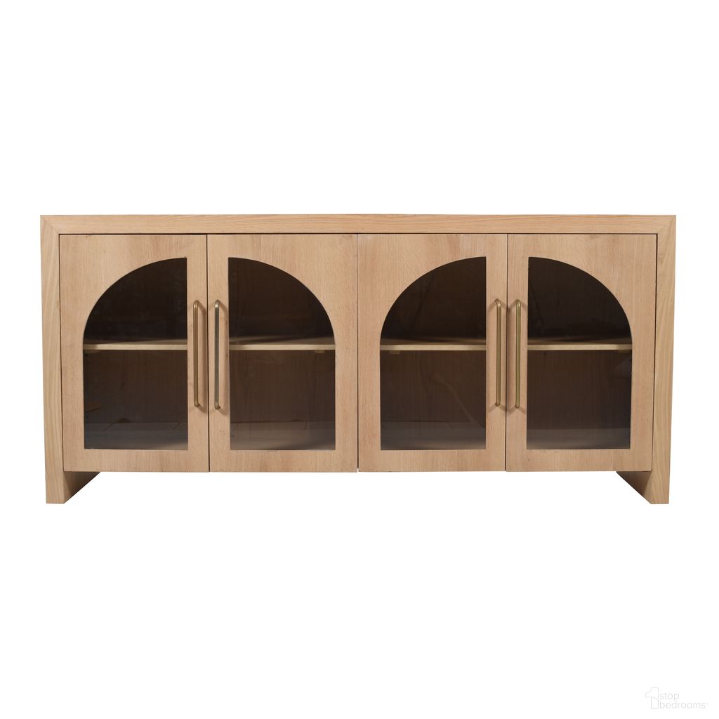 The appearance of Archimedes 70 Inch Curved Arch Four Door Sideboard Storage Cabinet In Oak designed by Jofran in the modern / contemporary interior design. This oak piece of furniture was selected by 1StopBedrooms from Archimedes Collection to add a touch of cosiness and style into your home. Sku: 2431-70. Material: Glass.
