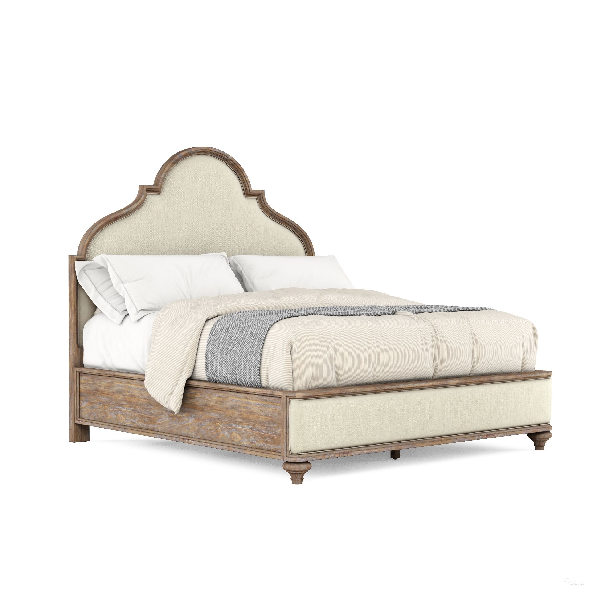 Architrave King Upholstered Panel Bed In Brown