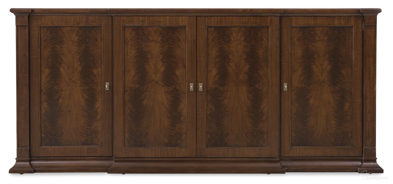 The appearance of Archives Buffet In Dark Wood designed by Hooker in the traditional interior design. This dark wood piece of furniture was selected by 1StopBedrooms from Archives Collection to add a touch of cosiness and style into your home. Sku: 6123-75900-89. Material: Walnut Veneer.