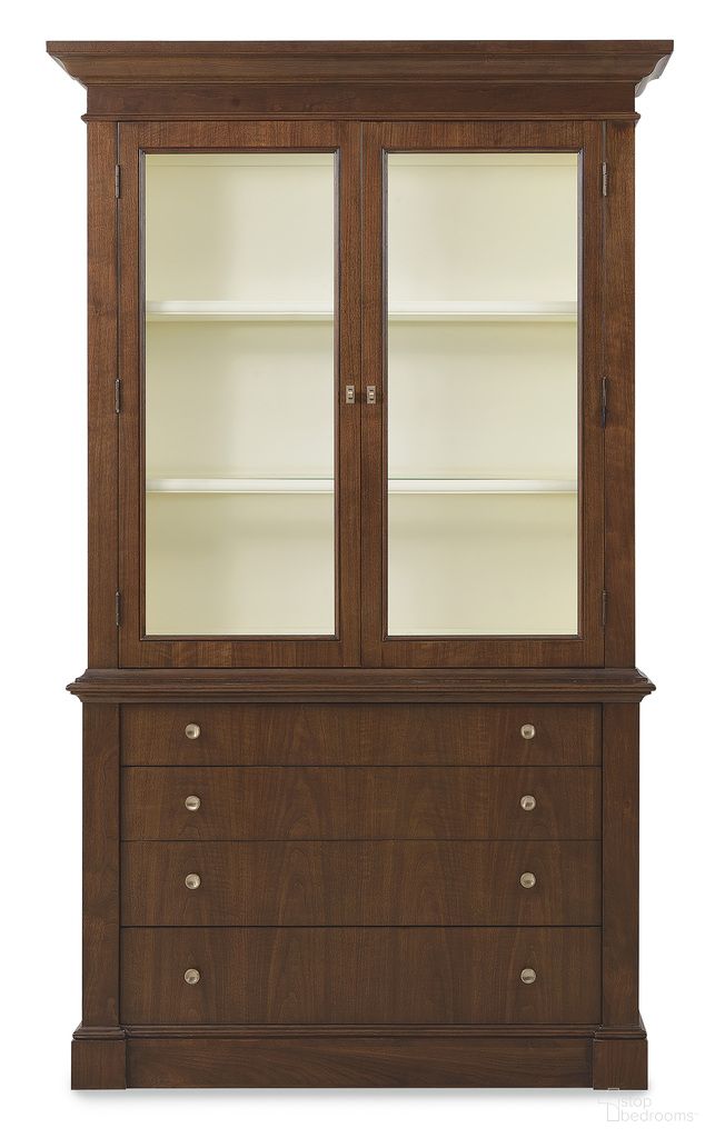 The appearance of Archives Display Cabinet In Dark Wood designed by Hooker in the traditional interior design. This dark wood piece of furniture was selected by 1StopBedrooms from Archives Collection to add a touch of cosiness and style into your home. Sku: 6123-75906-89. Material: Walnut Veneer.