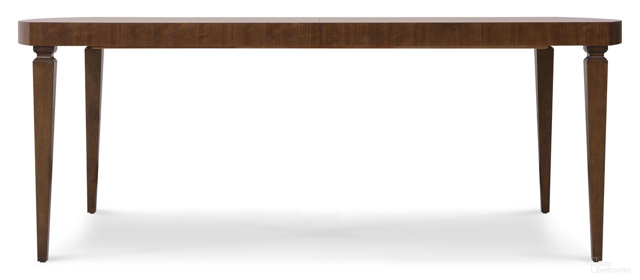 The appearance of Archives Rectangle Dining Table with Two 20-inch Leaves In Dark Wood designed by Hooker in the traditional interior design. This dark wood piece of furniture was selected by 1StopBedrooms from Archives Collection to add a touch of cosiness and style into your home. Sku: 6123-75200-89. Table Base Style: Legs. Table Top Shape: Rectangular. Size: 44" x 82". Material: Walnut Veneer.
