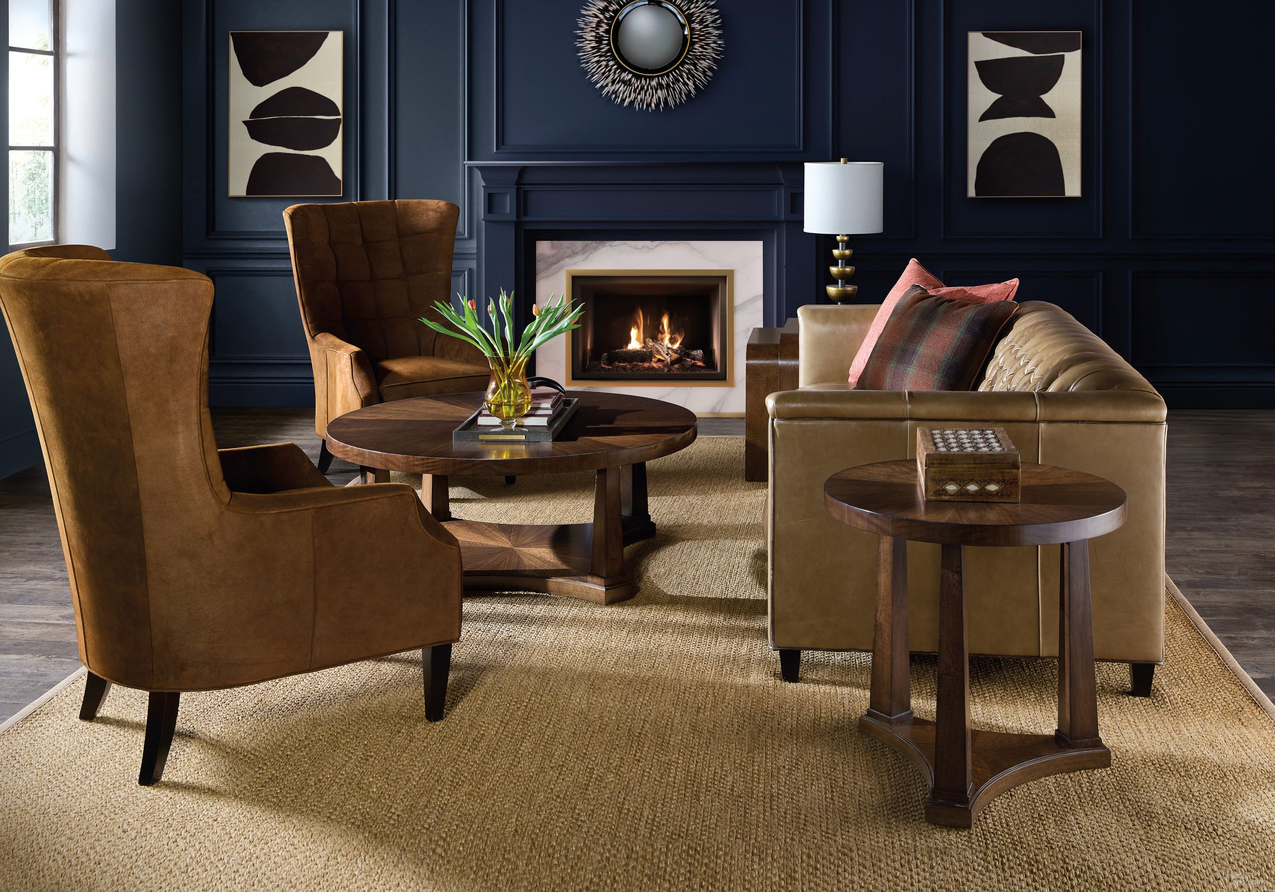 Archives Round Occasional Table Set In Dark Wood