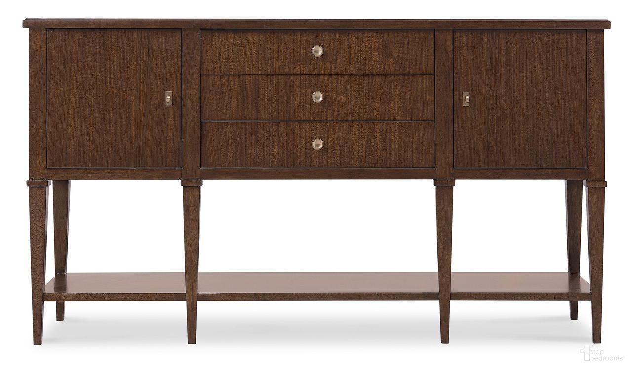 The appearance of Archives Server In Dark Wood designed by Hooker in the traditional interior design. This dark wood piece of furniture was selected by 1StopBedrooms from Archives Collection to add a touch of cosiness and style into your home. Sku: 6123-75907-89. Material: Oak Veneer.