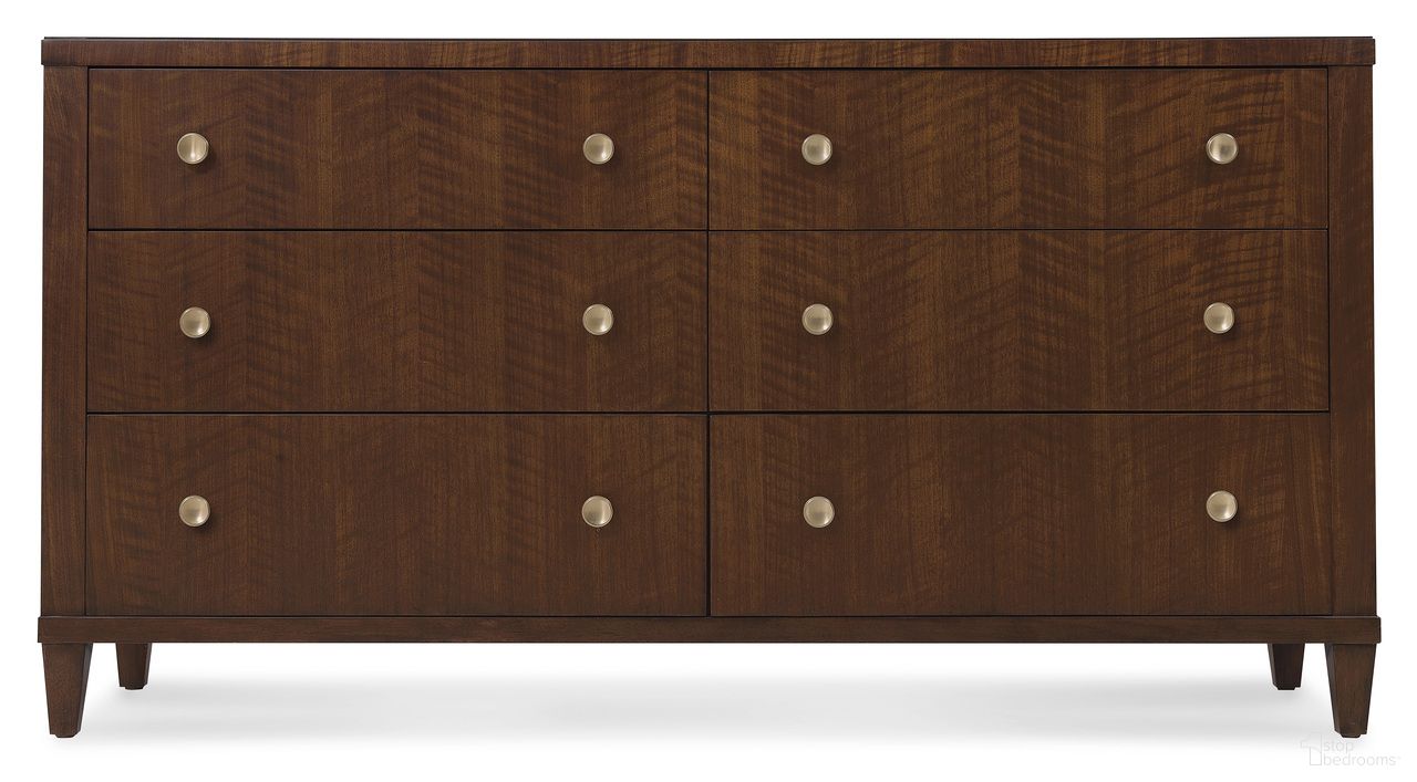 The appearance of Archives Six-Drawer Dresser In Dark Wood designed by Hooker in the traditional interior design. This dark wood piece of furniture was selected by 1StopBedrooms from Archives Collection to add a touch of cosiness and style into your home. Sku: 6123-90002-89. Material: Oak Veneer.
