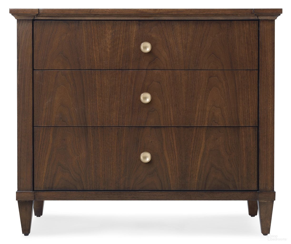 Archives Three-Drawer Nightstand In Dark Wood