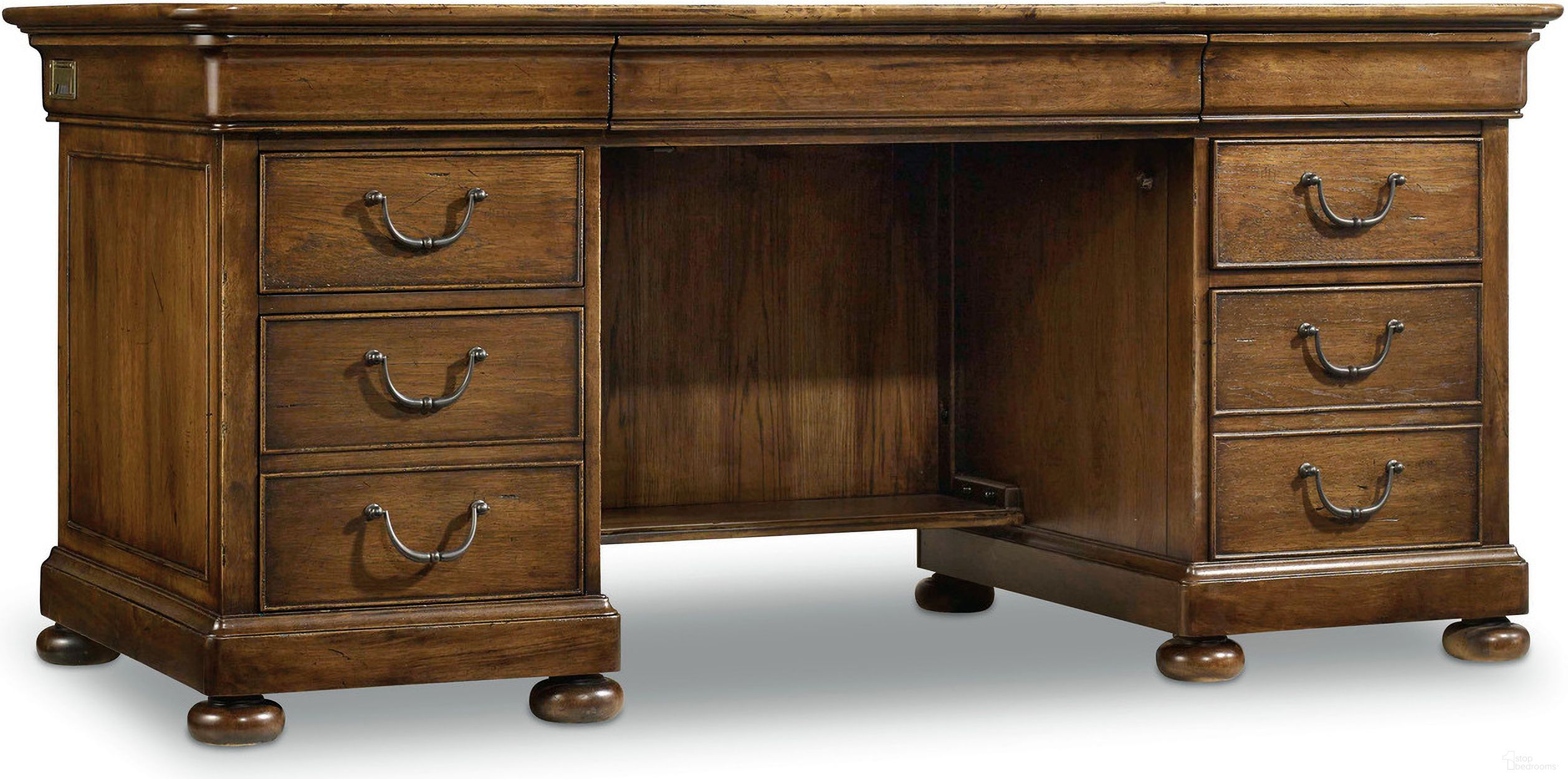 The appearance of Archivist Executive Desk In Dark Wood designed by Hooker in the traditional interior design. This dark wood piece of furniture was selected by 1StopBedrooms from Archivist Collection to add a touch of cosiness and style into your home. Sku: 5447-10563. Material: Veneer.