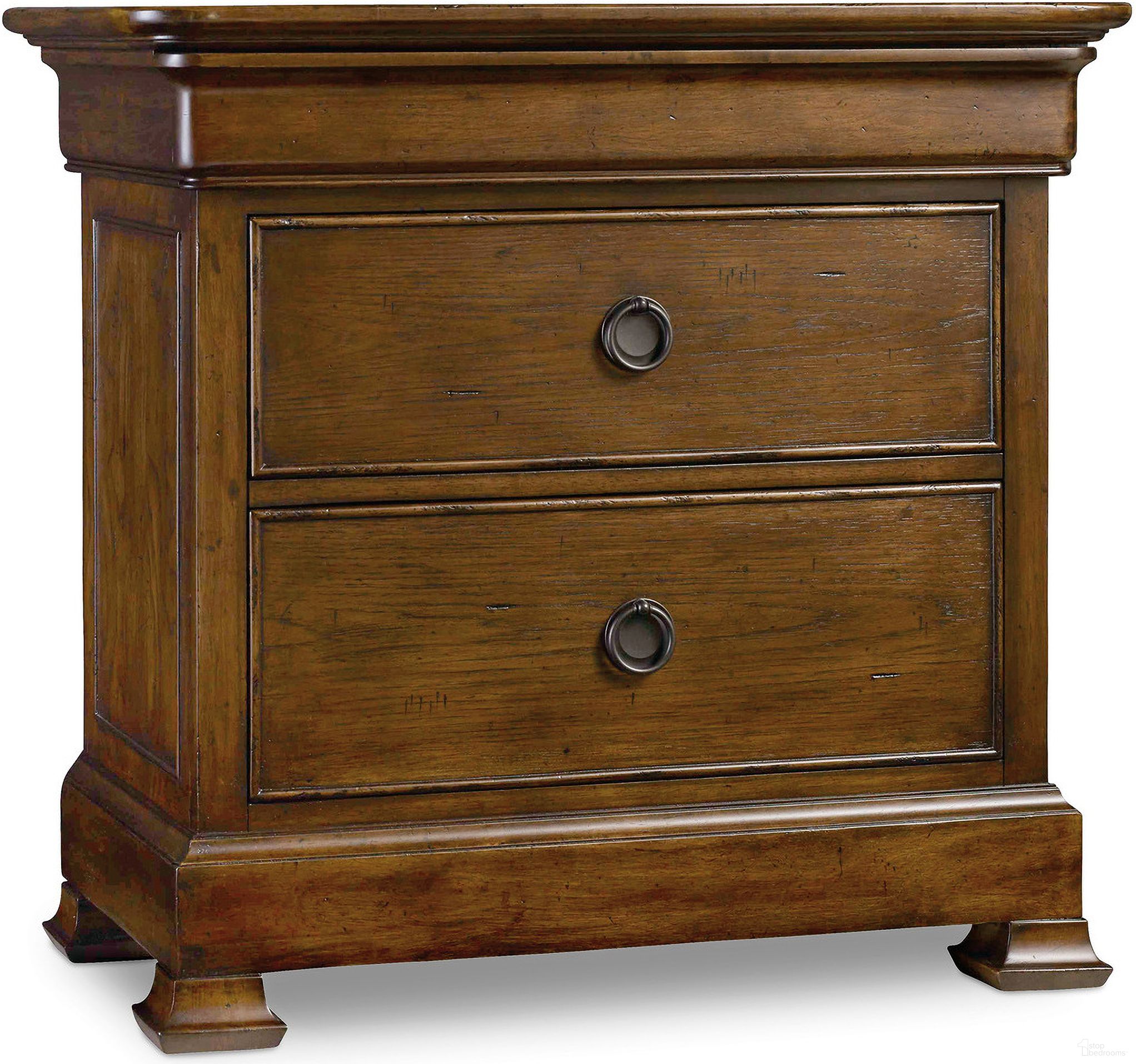 The appearance of Archivist Three-Drawer Nightstand designed by Hooker in the traditional interior design. This dark wood piece of furniture was selected by 1StopBedrooms from Archivist Collection to add a touch of cosiness and style into your home. Sku: 5447-90016. Material: Veneer.