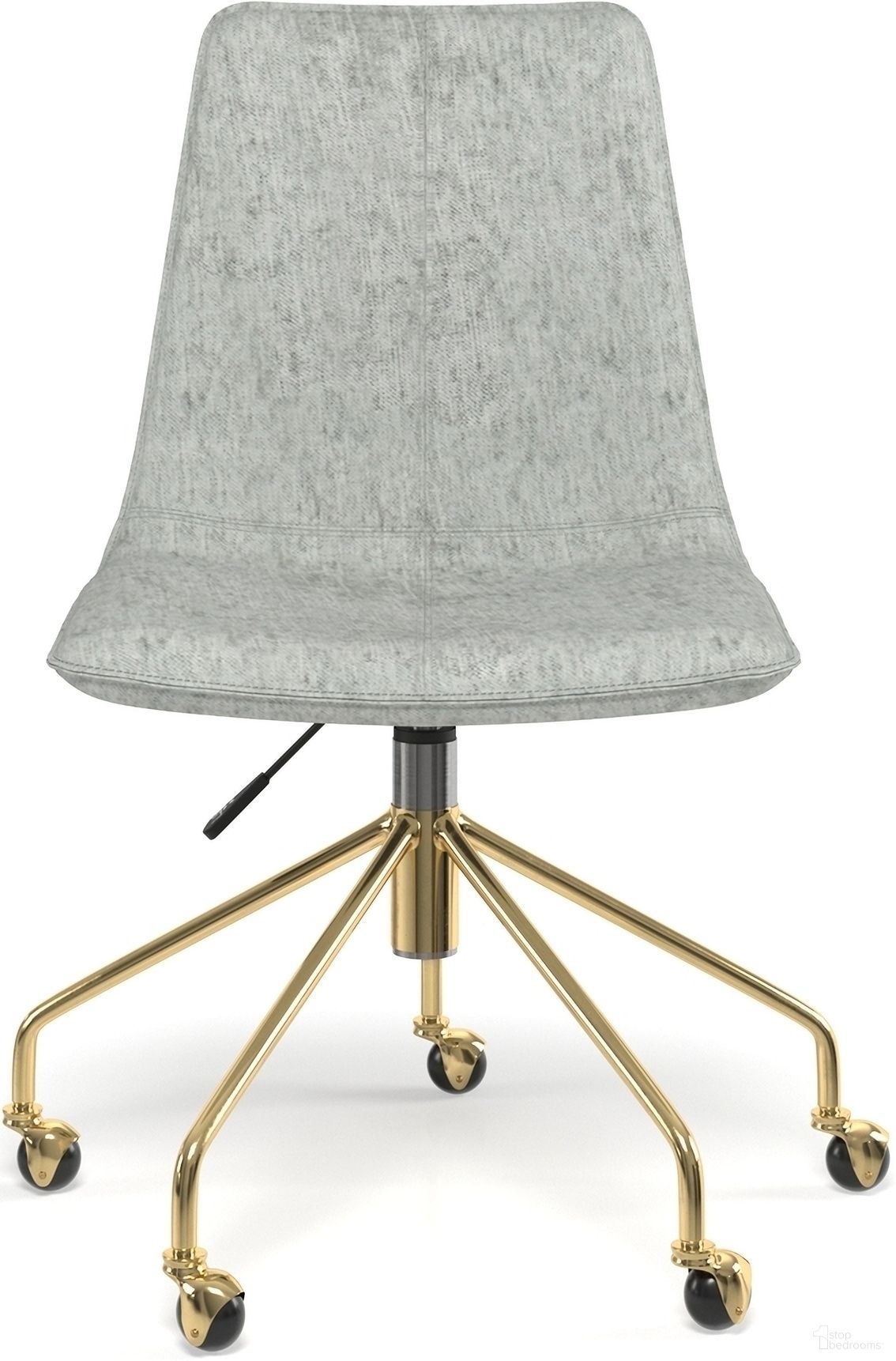 The appearance of Arco Fabric with Gold Rolling Base Swivel Task Chair n Gray designed by Aeon in the modern / contemporary interior design. This grey piece of furniture was selected by 1StopBedrooms from Arco Collection to add a touch of cosiness and style into your home. Sku: AE7325-Grey-Gold. Material: Plywood.