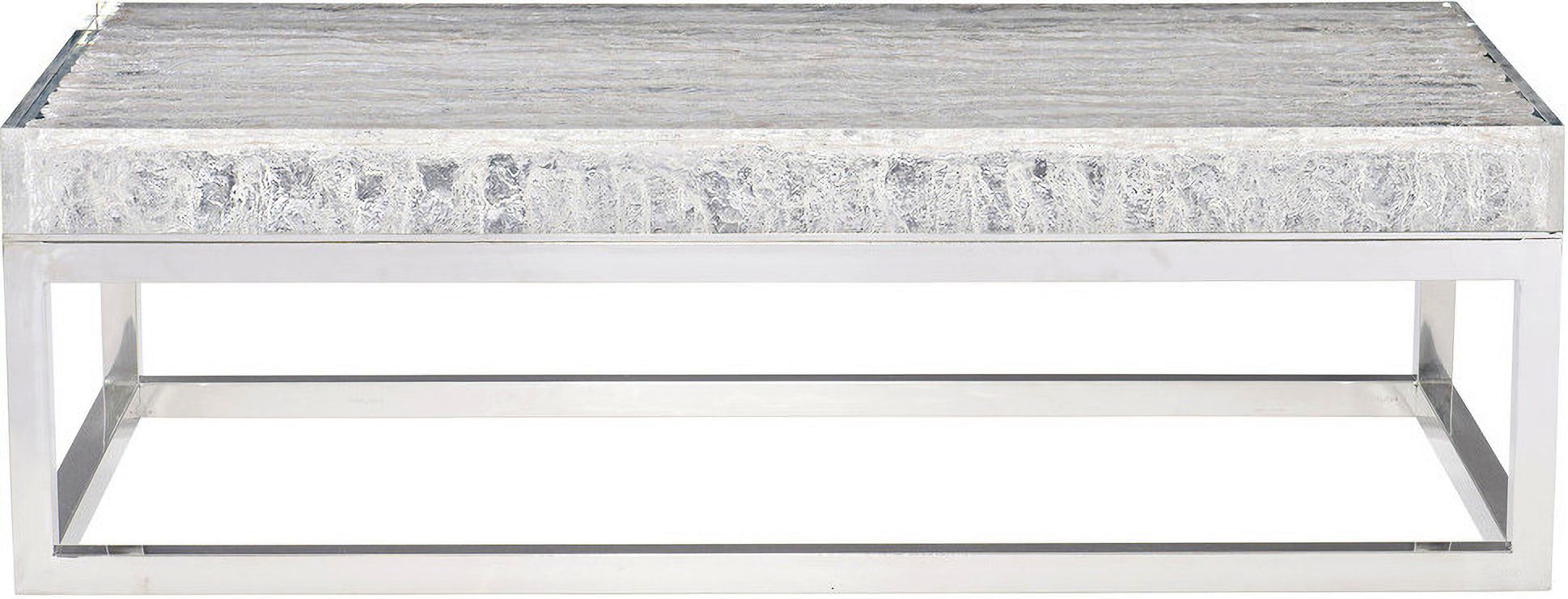 The appearance of Arctic Cocktail Table designed by Bernhardt in the modern / contemporary interior design. This clear/polished stainless steel piece of furniture  was selected by 1StopBedrooms from Arctic Collection to add a touch of cosiness and style into your home. Sku: 375023. Material: Stainless Steel.