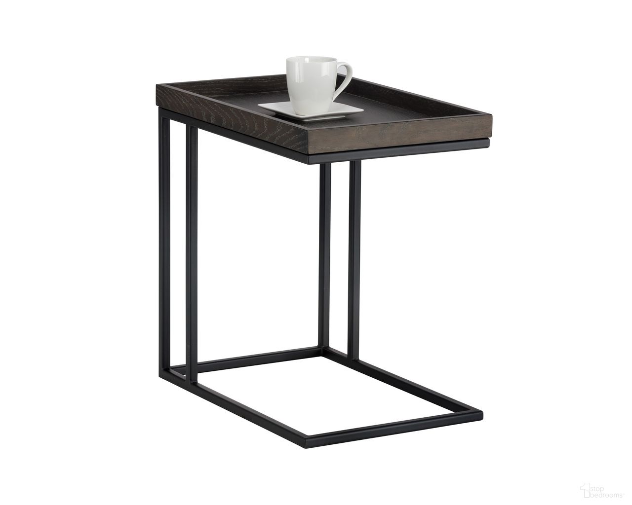 Arden C-Shaped Side Table In Charcoal Grey and Black
