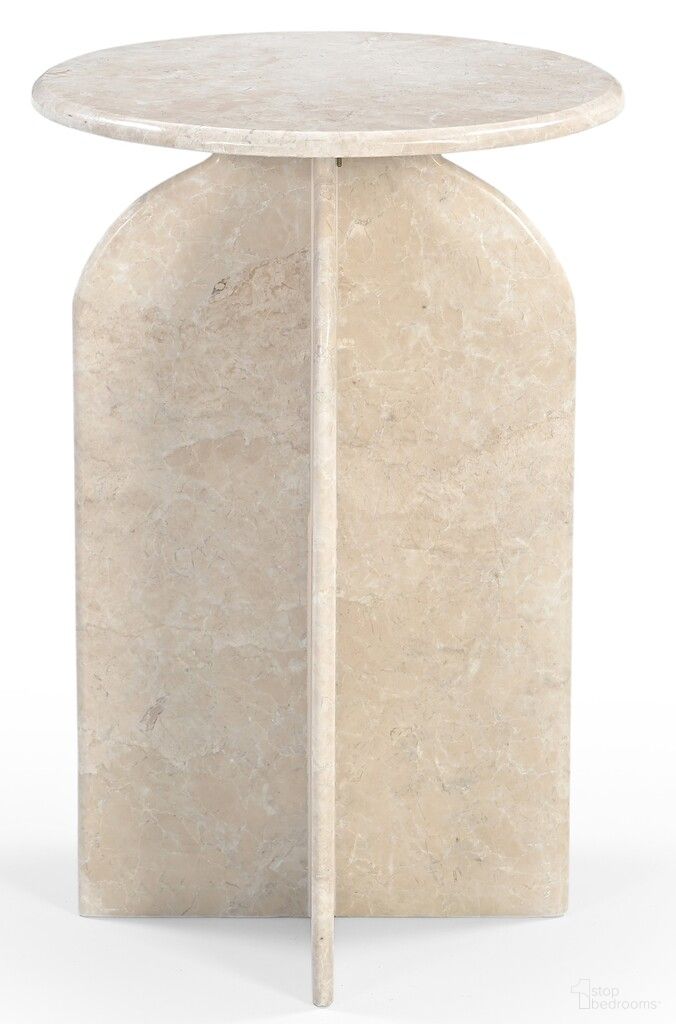The appearance of Arden Italian Marble Side Table In Cream designed by Moti in the modern / contemporary interior design. This cream piece of furniture  was selected by 1StopBedrooms from Arden Collection to add a touch of cosiness and style into your home. Sku: 82104001. Material: Marble.