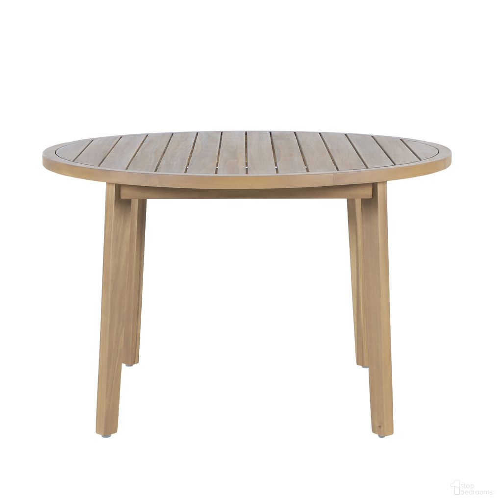 The appearance of Arden Round Patio Dining Table In White and Natural designed by New Classic in the transitional interior design. This white/natural piece of furniture was selected by 1StopBedrooms from Arden Collection to add a touch of cosiness and style into your home. Sku: G6235-DT. Table Base Style: Legs. Table Top Shape: Round. Material: Wood.
